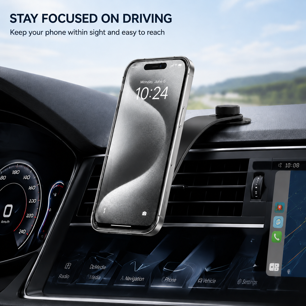 PLLDLC® 360° Adjustable Magnetic Car Phone Holder – Flexible Mount
