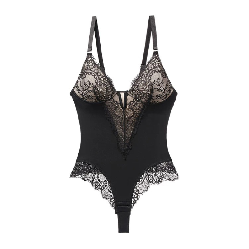 Black Lace V-Neck Bodysuit