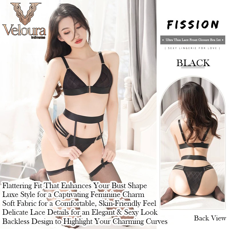 Ultra Thin Lace Front Closure Bra Set