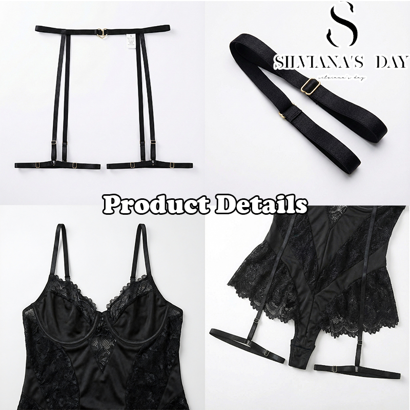 Lace Backless Crotchless Bodysuit Lingerie Set