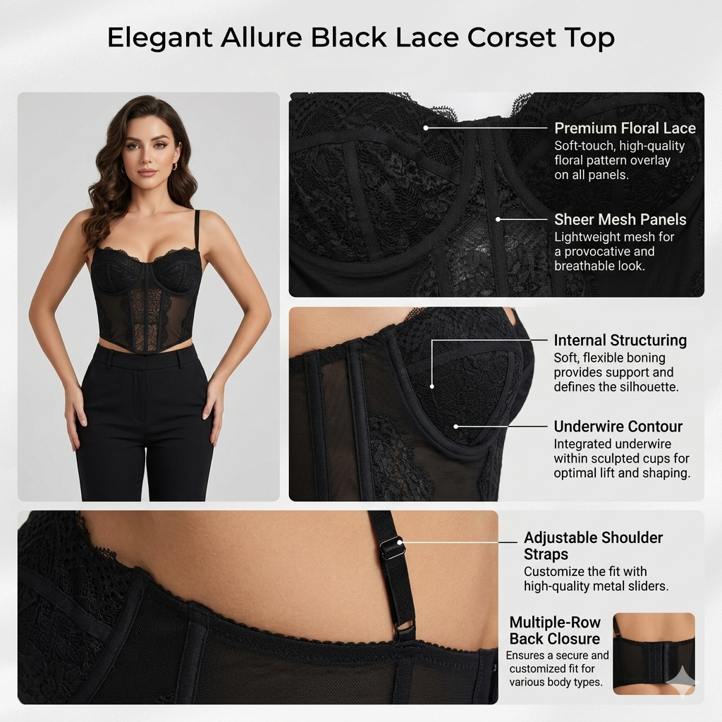French Lace Underwire Waist-Cinching Cami Top