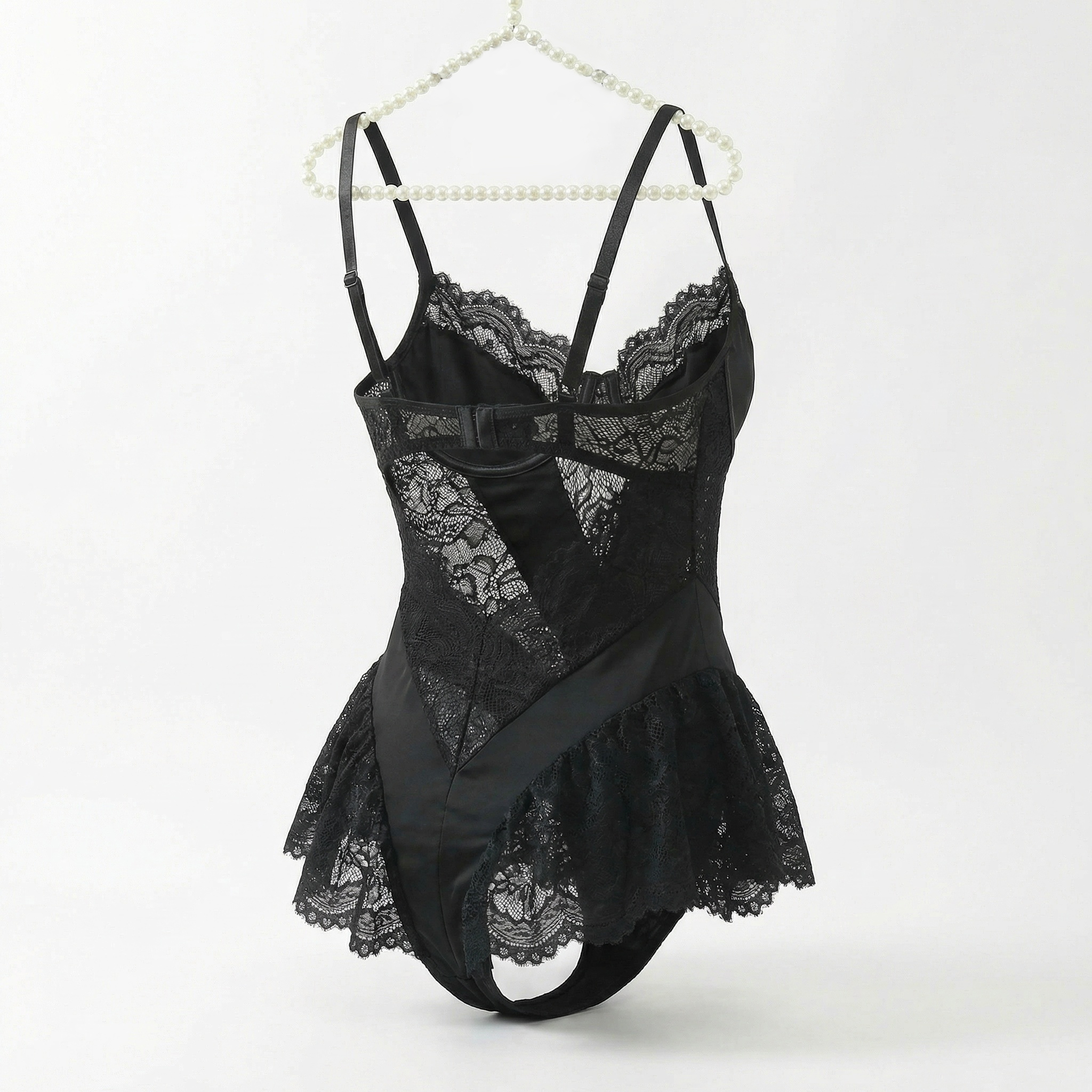 Lace Backless Crotchless Bodysuit Lingerie Set