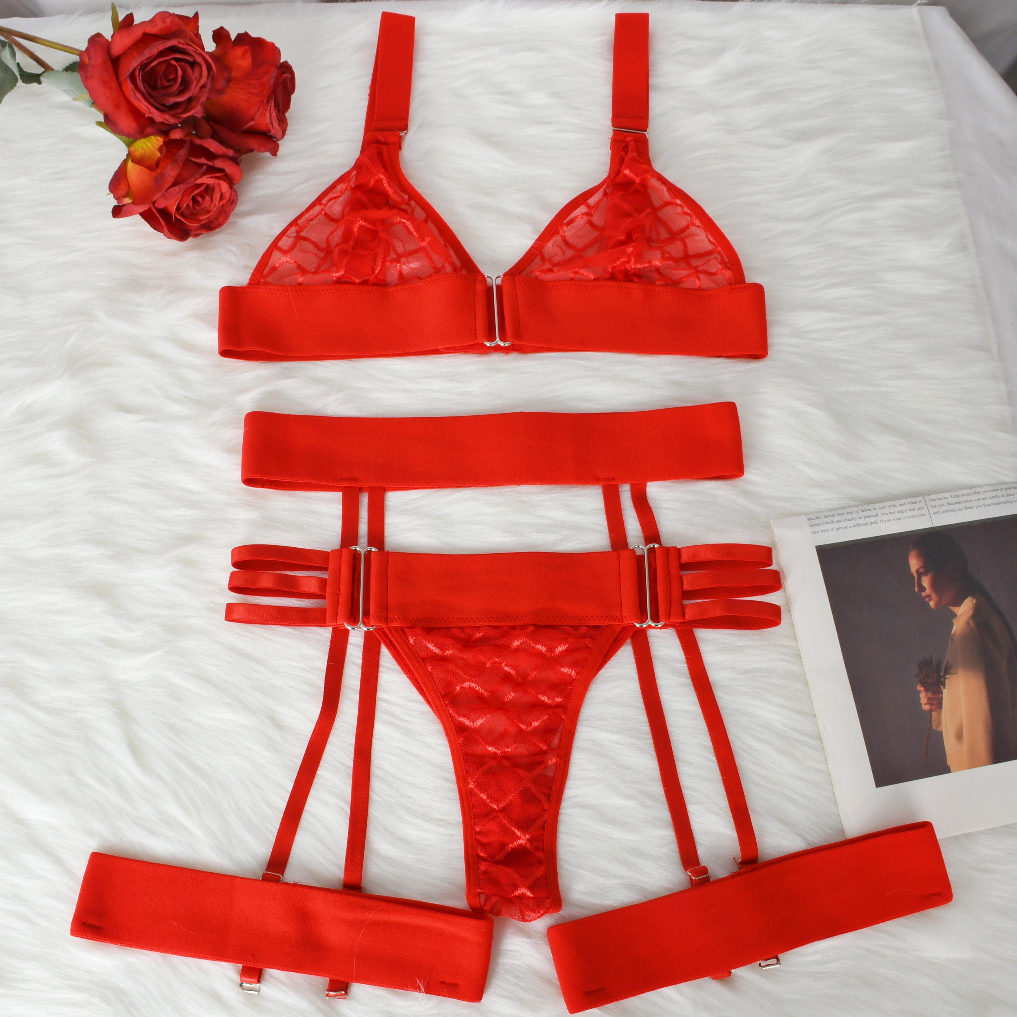 Ultra Thin Lace Front Closure Bra Set