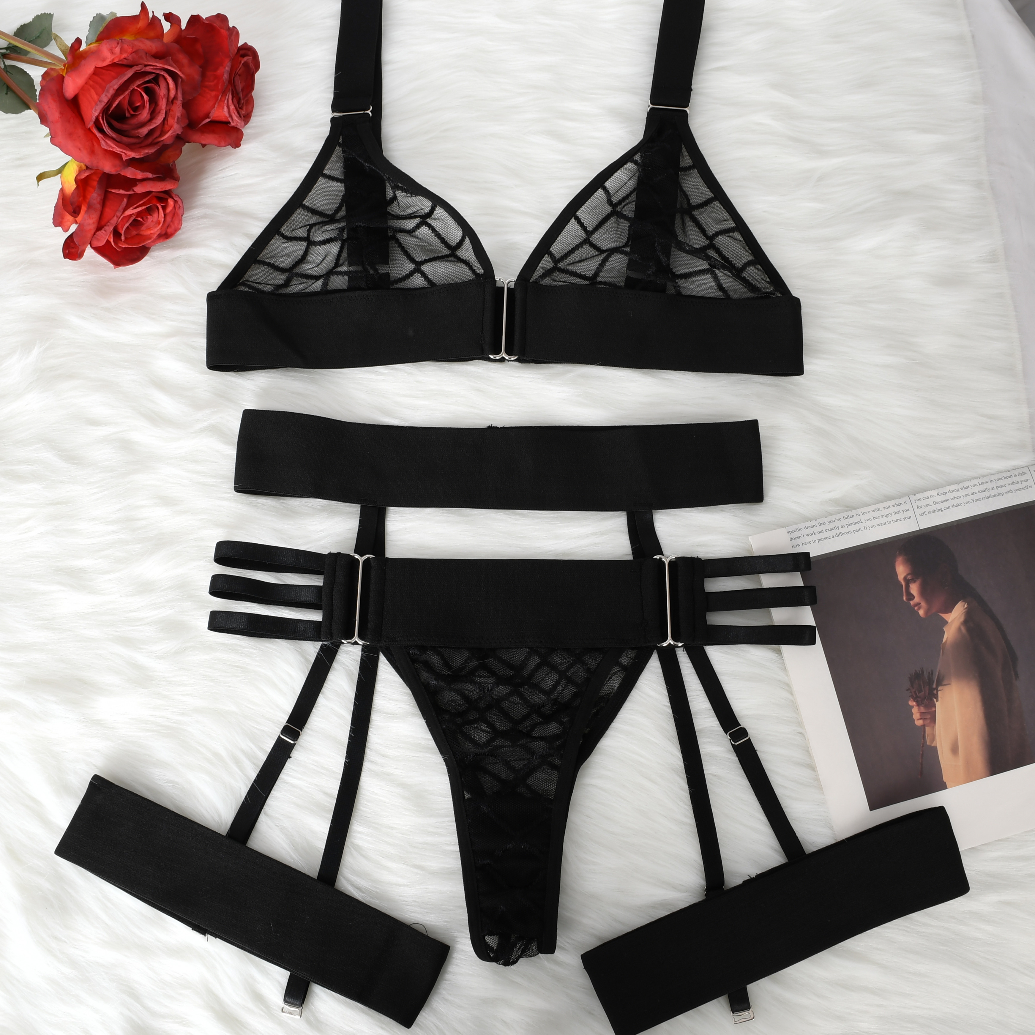 Ultra Thin Lace Front Closure Bra Set