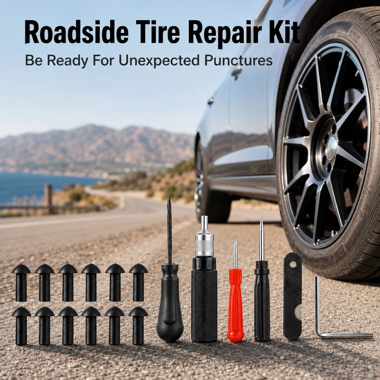 Roadside tire puncture emergency preparation Roadside tire puncture emergency preparation