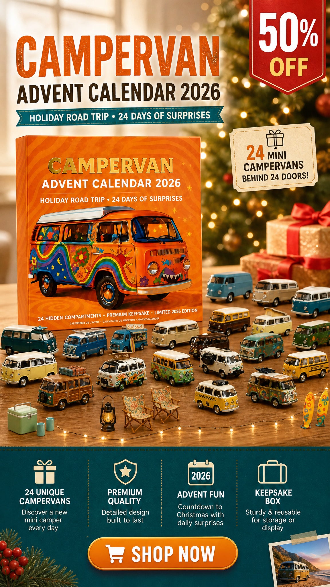 Vintage camper van advent calendar