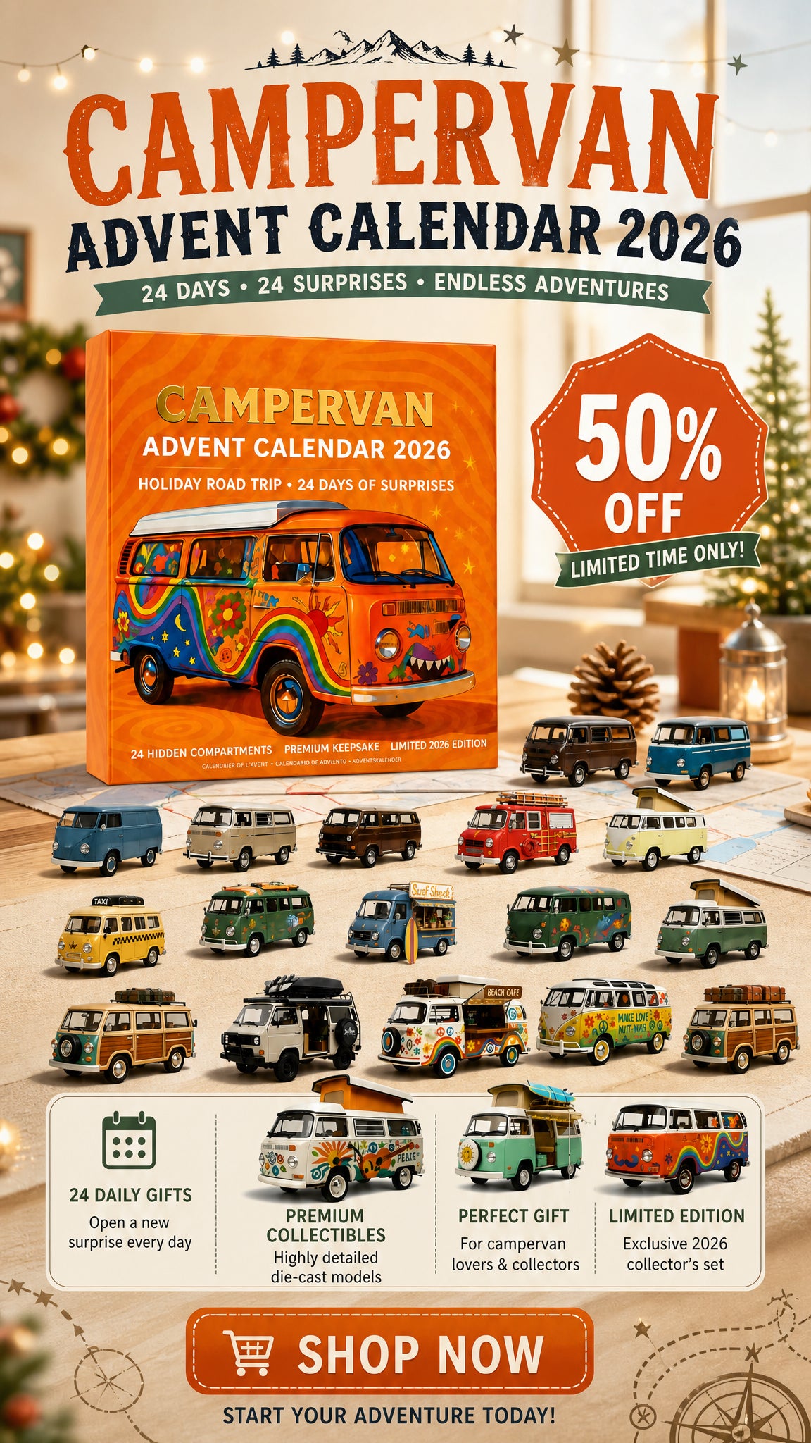 Vintage camper van collection display
