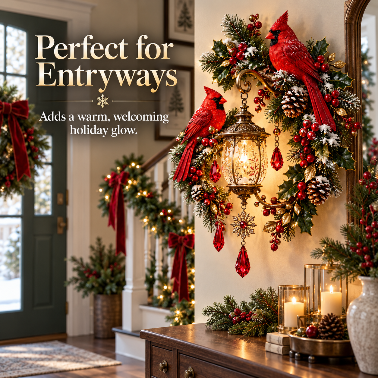 🐦Cardinal Christmas Lantern Glow™ – Lighted Holiday Wall Decor
