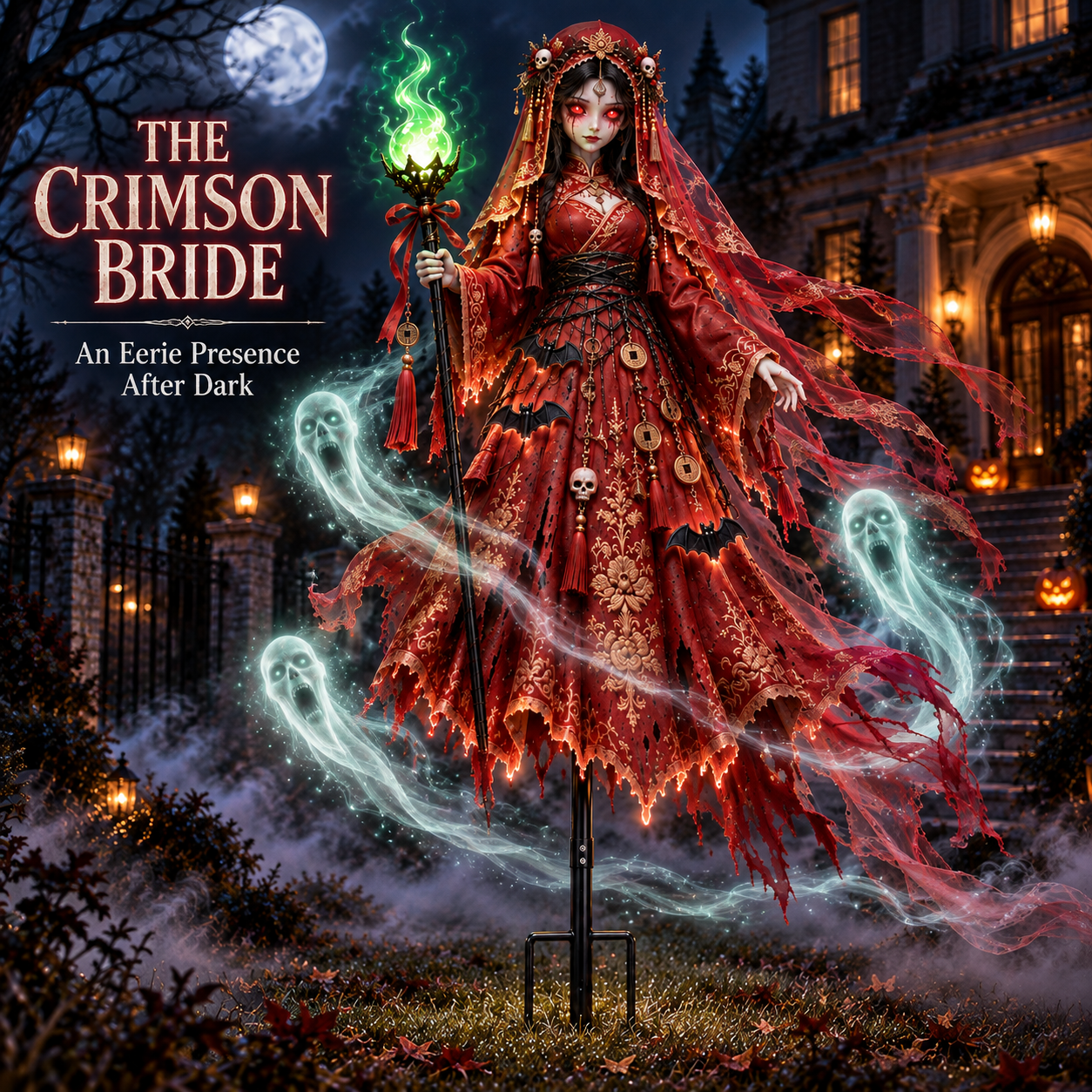 The Brides Have Awakened: Solar Halloween Ghost Bride & Crimson Bride Yard Lights