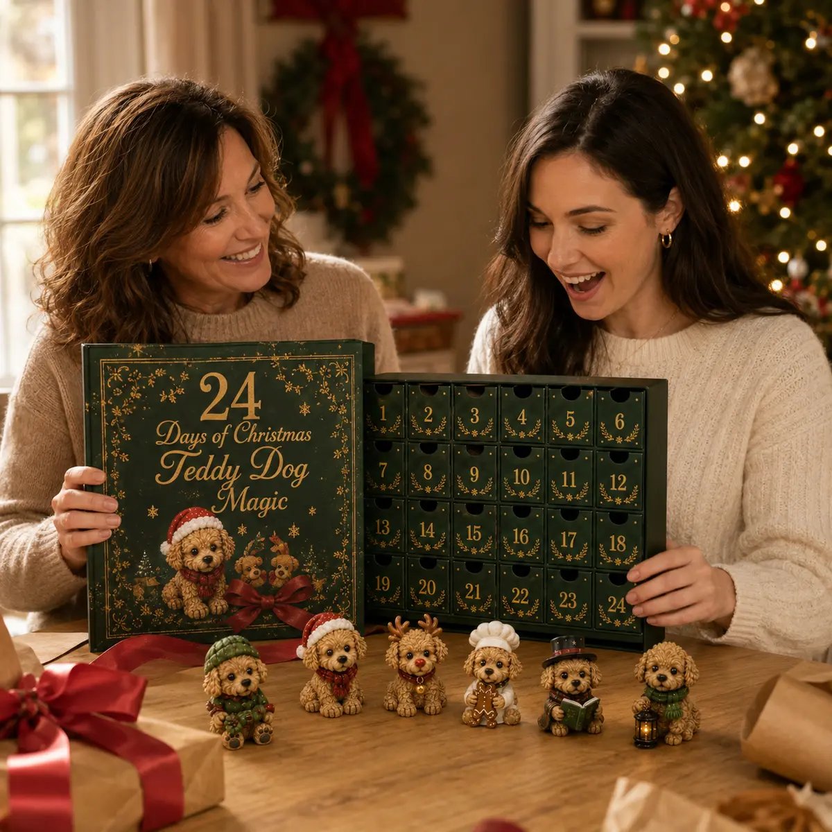 Dog lovers receiving the Teddy Dog advent calendar