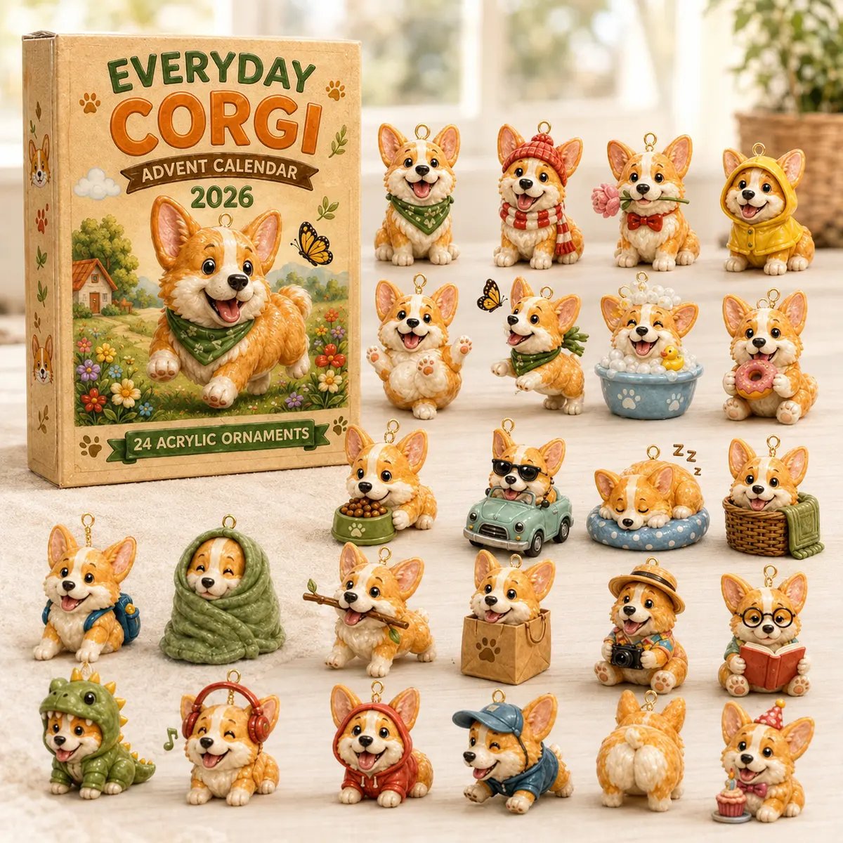 Everyday Corgi Advent Calendar with all 24 collectible designs