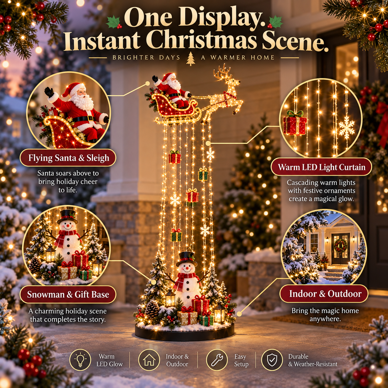 Santa sleigh Christmas display product features