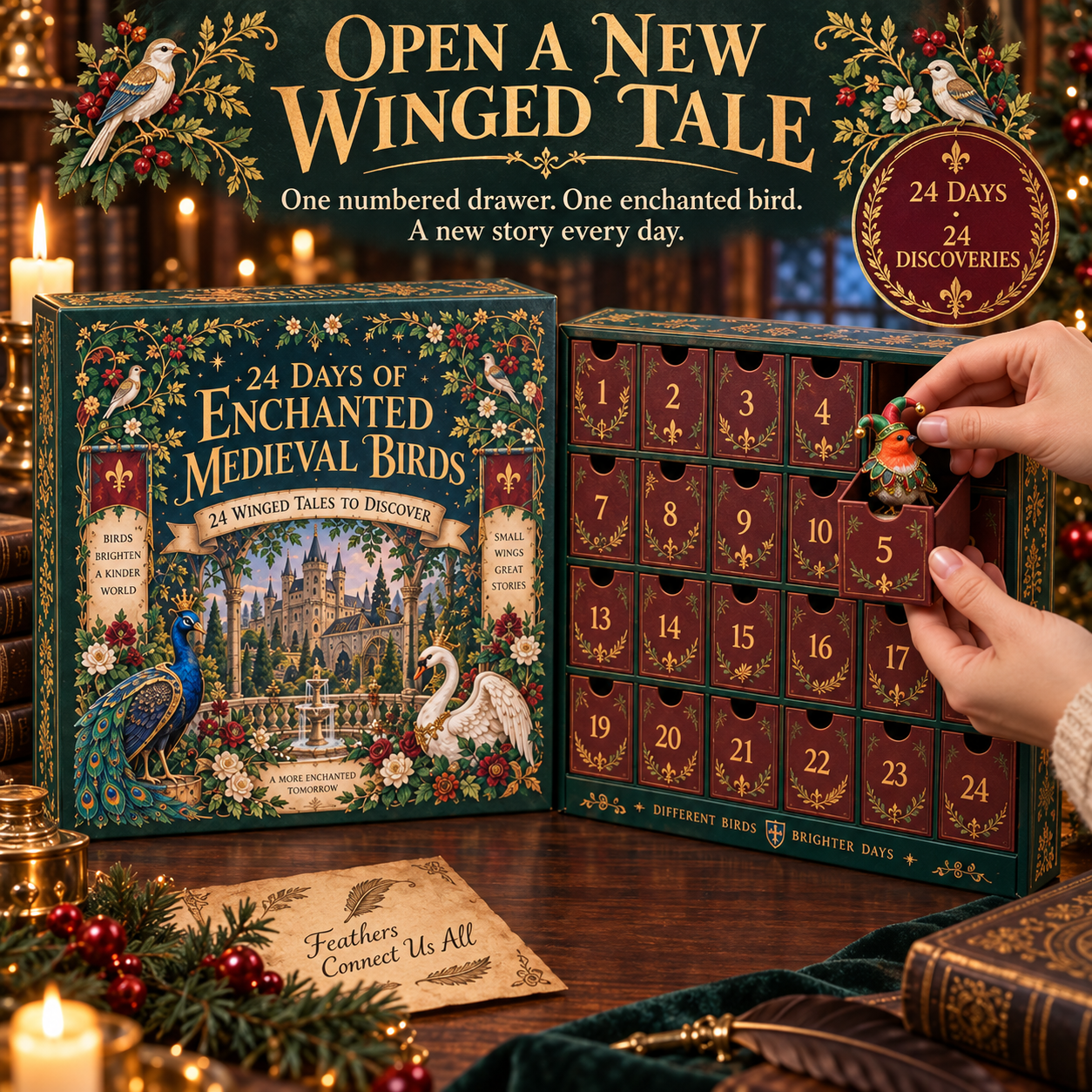 24 Days of Enchanted Medieval Birds Advent Calendar