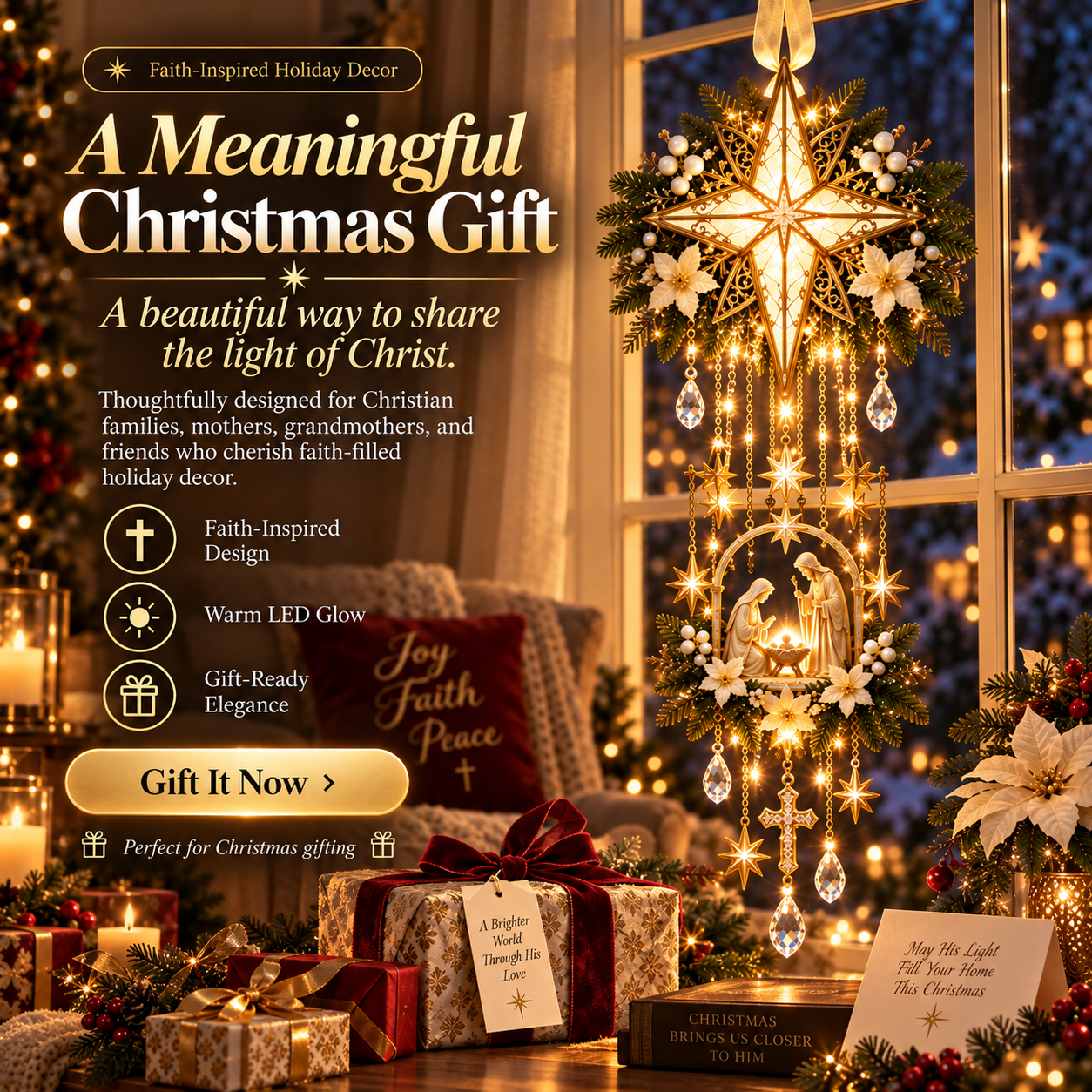 ✨✝️Bethlehem Star Faith Window Light