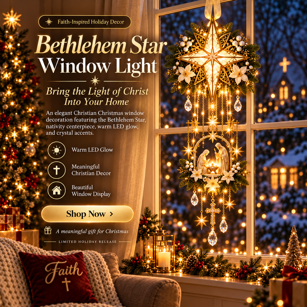 ✨✝️Bethlehem Star Faith Window Light