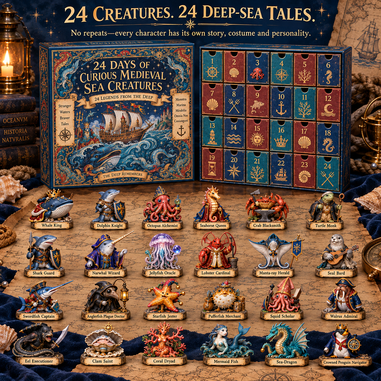 24 Medieval sea creature figurines