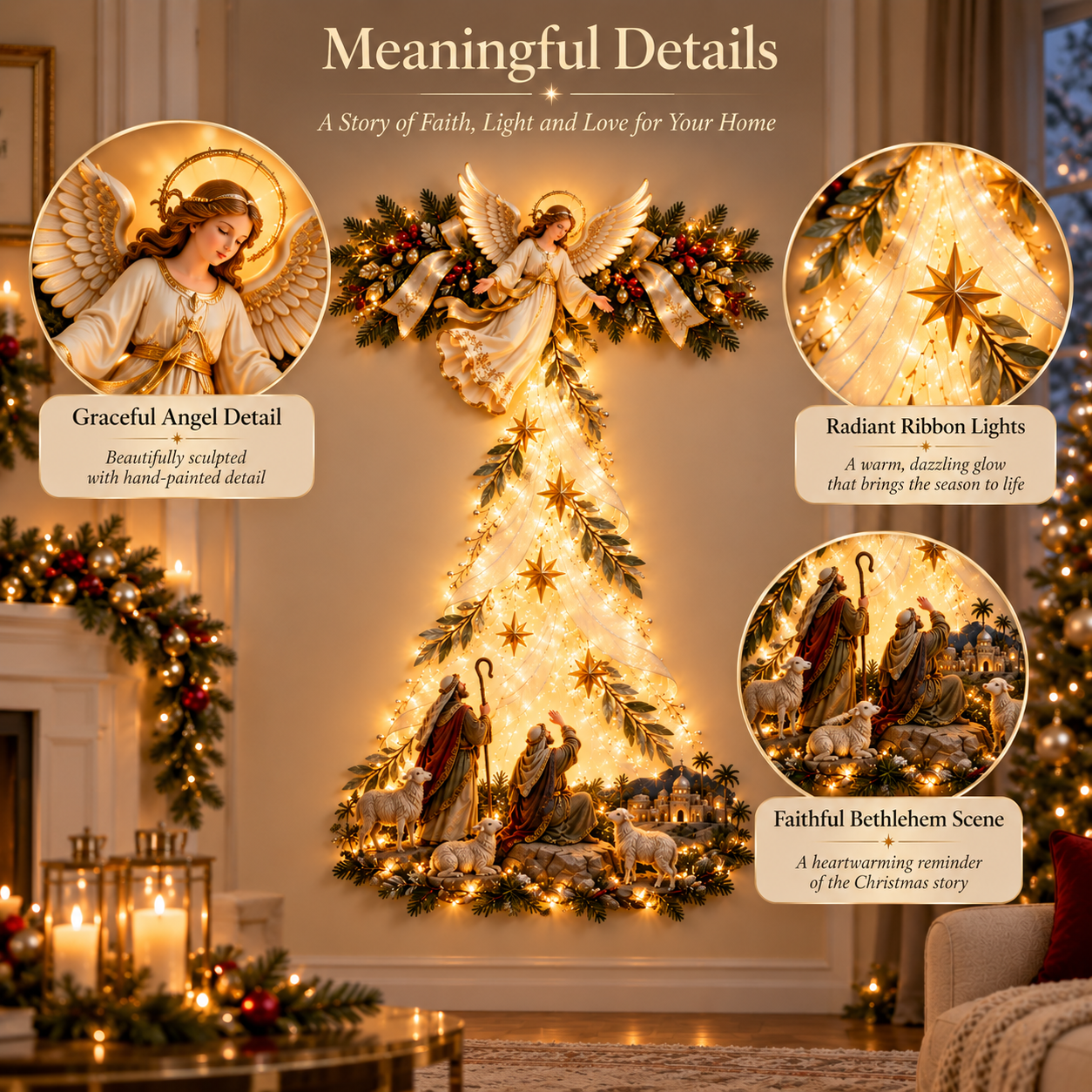 Shepherds and Bethlehem Christmas scene