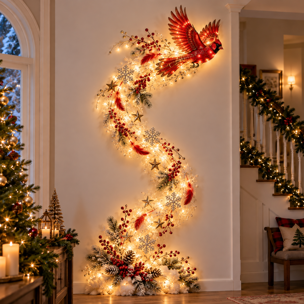 🐦 Lighted Flying Bird Christmas Wall Decor Collection | Warm LED Holiday Display