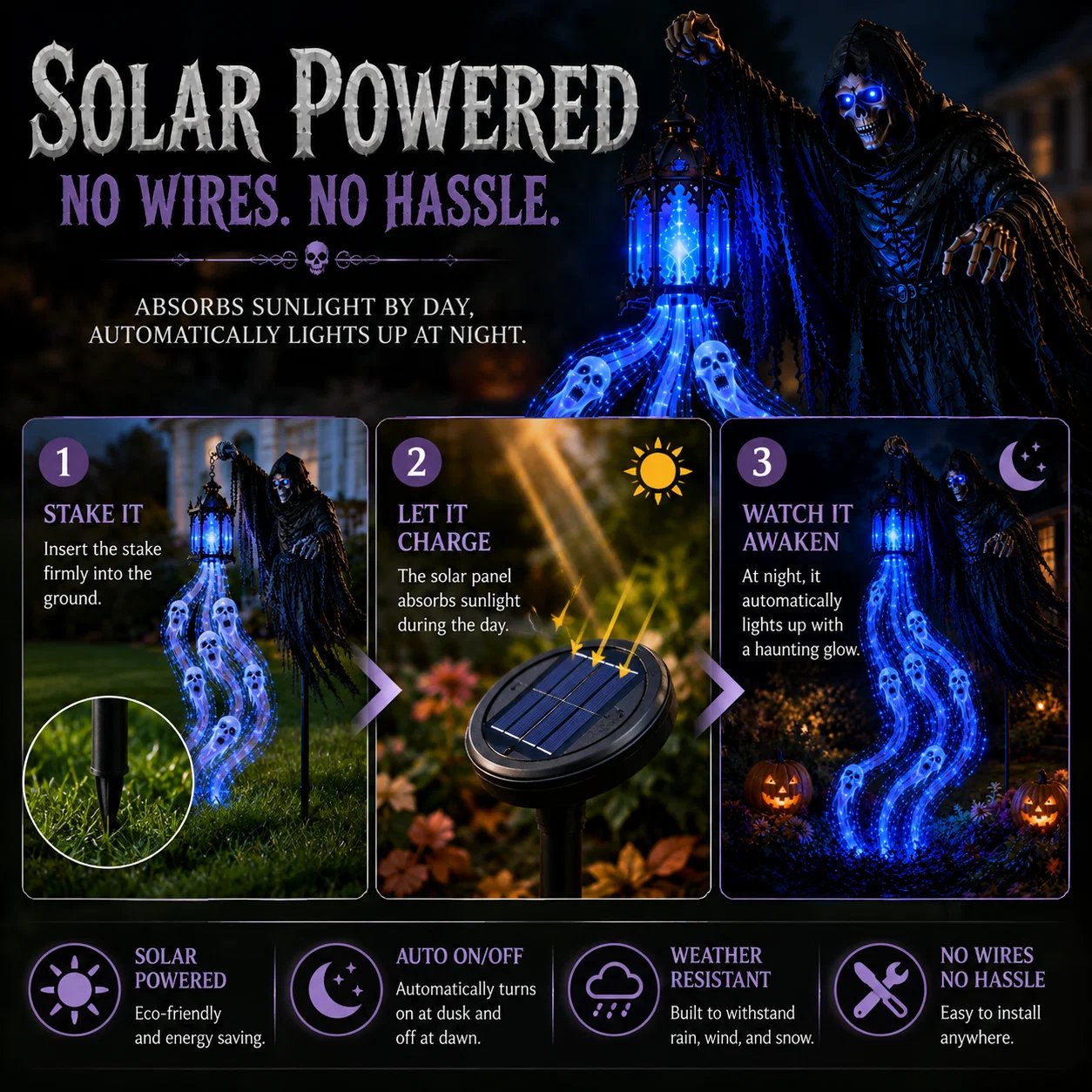 Solar powered Halloween Soul Harvester setup