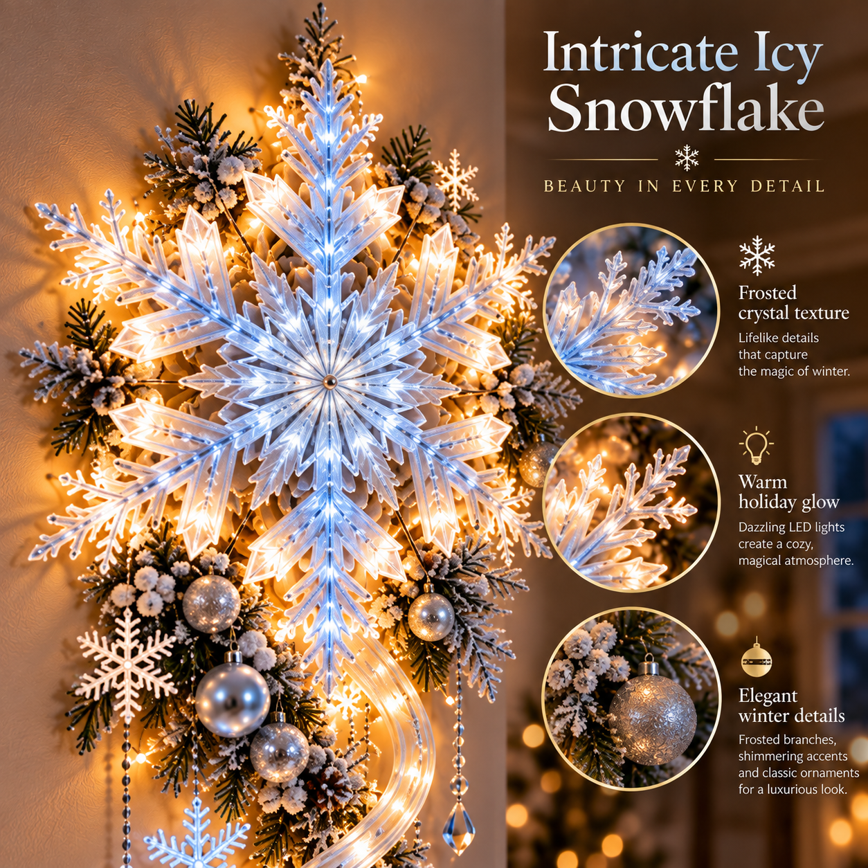 ❄️ Giant Snowflake Blizzard Trail™- Let the Snowstorm Glow Indoors