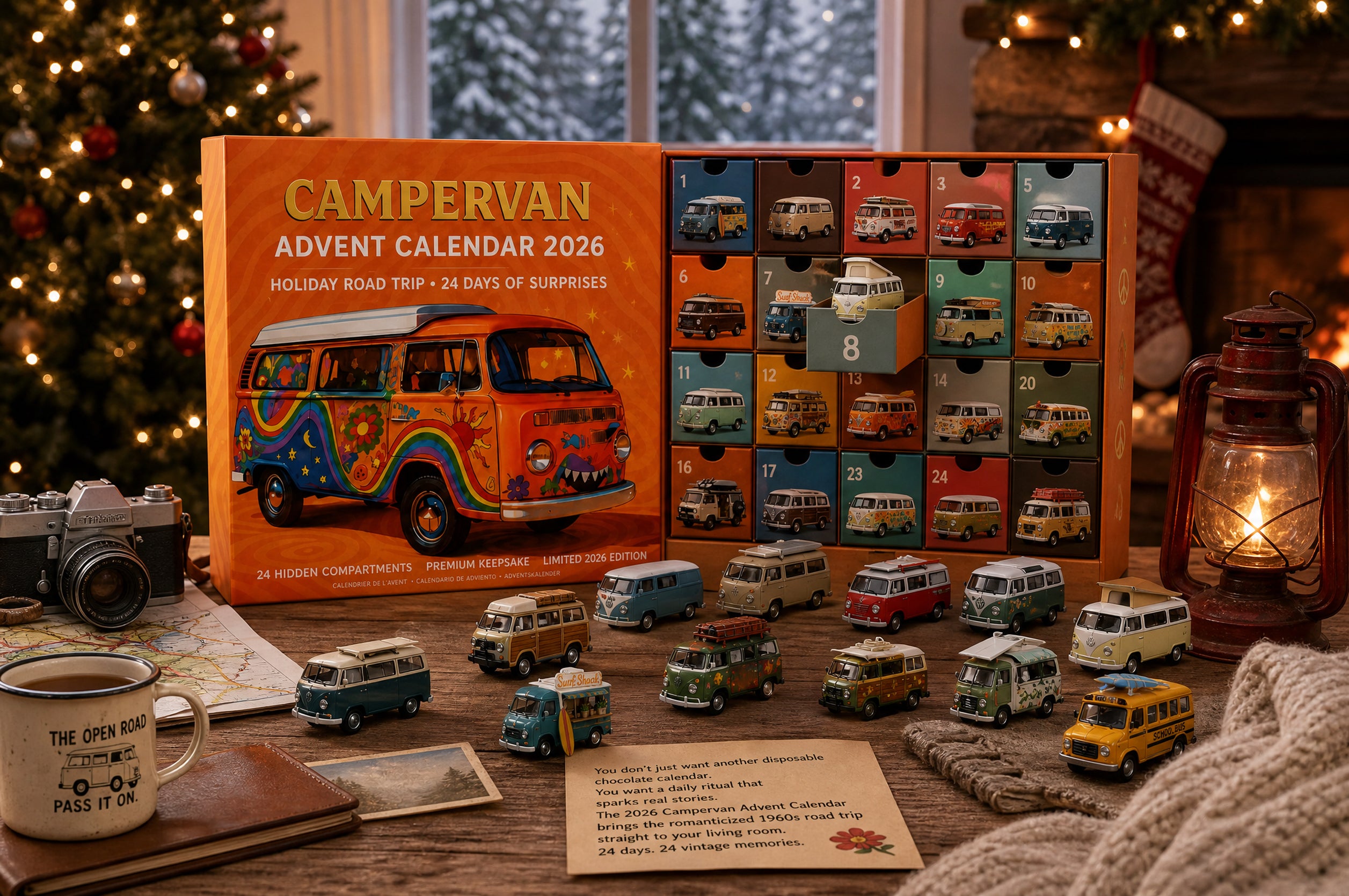 Vintage camper van road trip