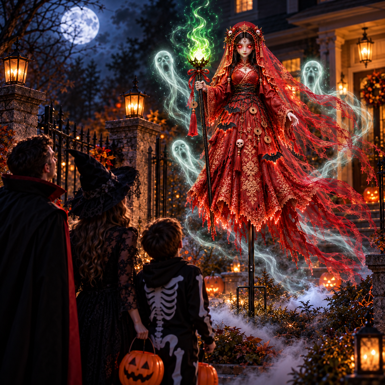 The Brides Have Awakened: Solar Halloween Ghost Bride & Crimson Bride Yard Lights