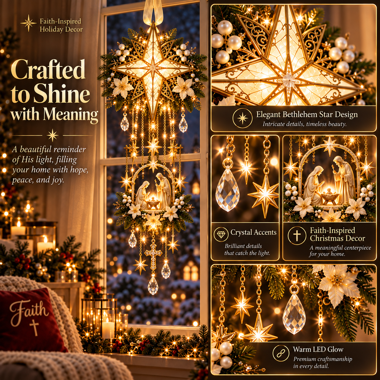 ✨✝️Bethlehem Star Faith Window Light