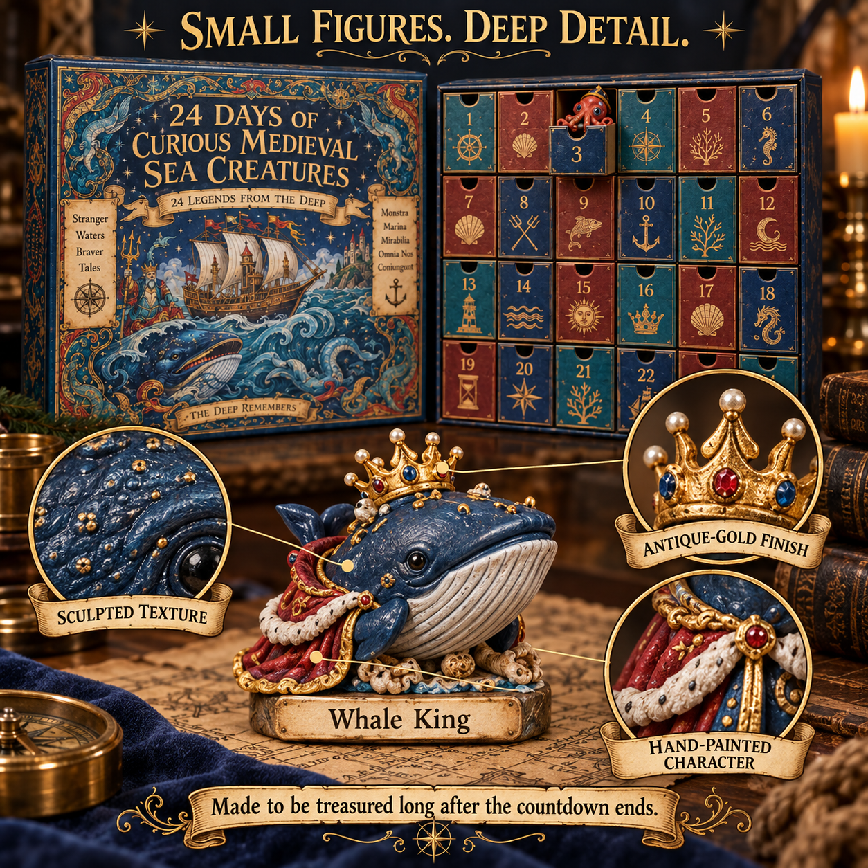 Medieval ocean figurine details