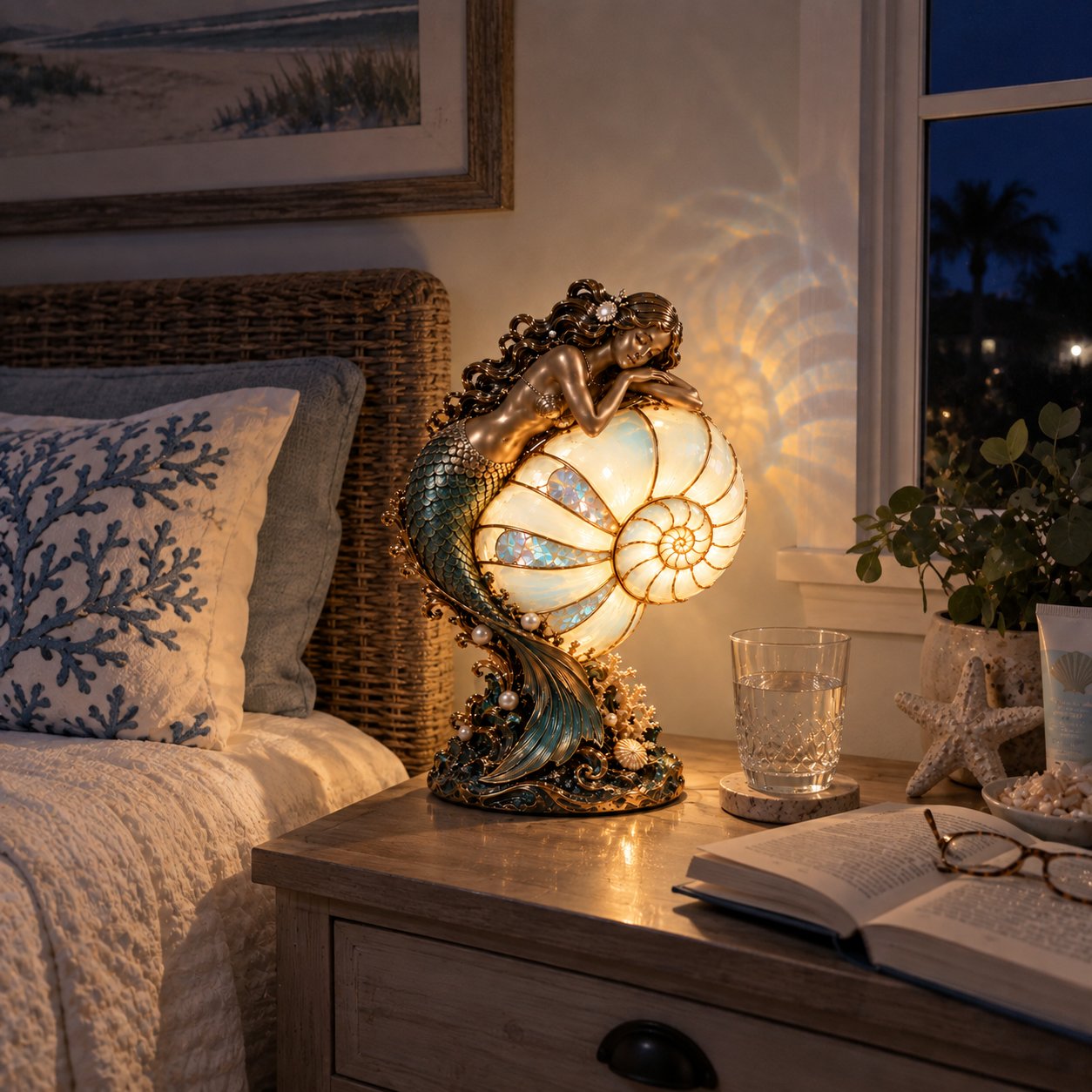 🧜‍♀️ Moon-Tide Mermaid Nautilus Lamp