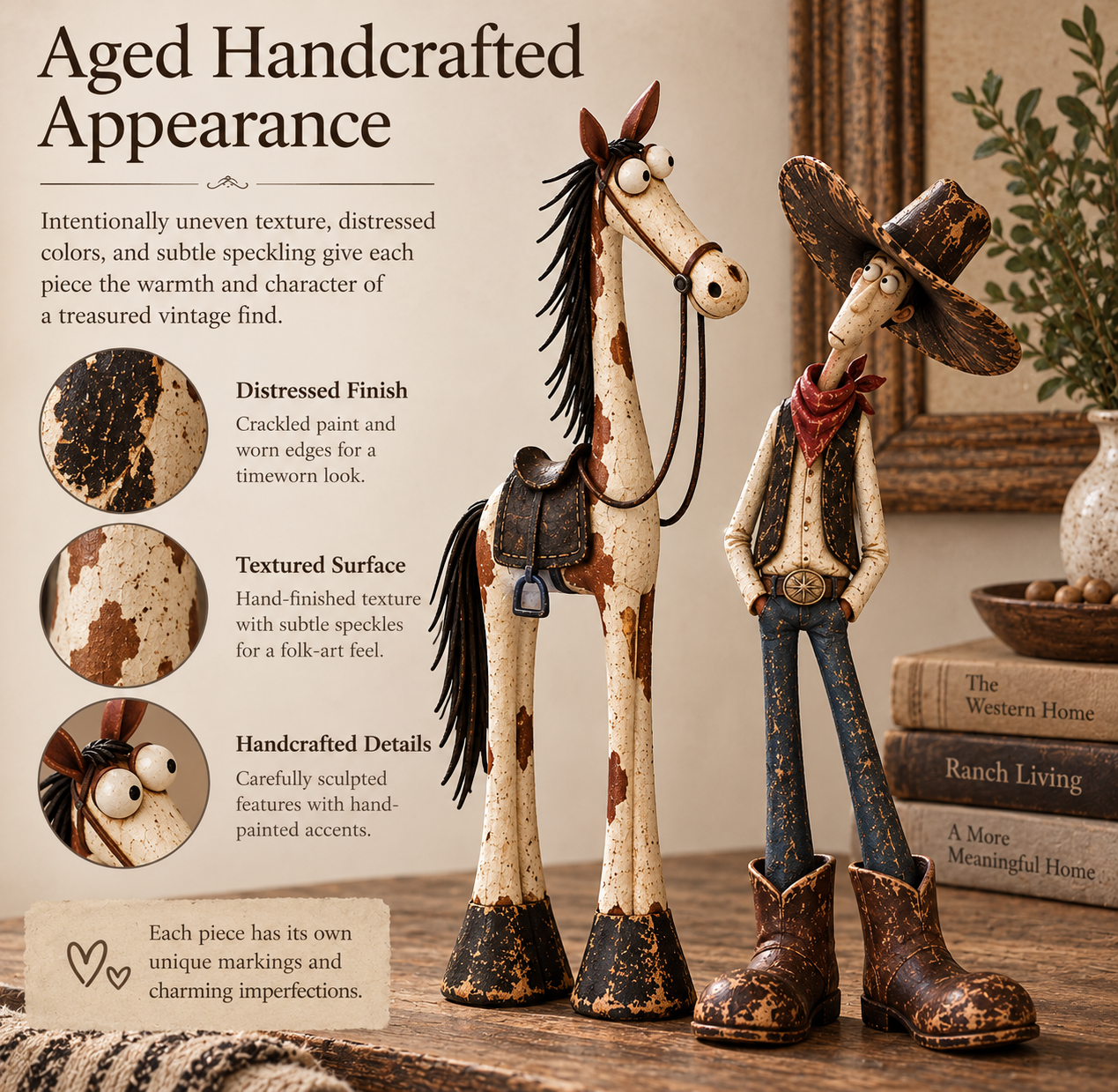 Whimsical cowboy figurine detail