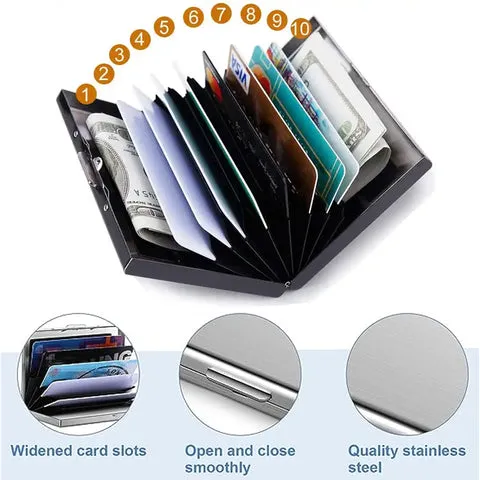 Durable stainless steel card holder exterior
