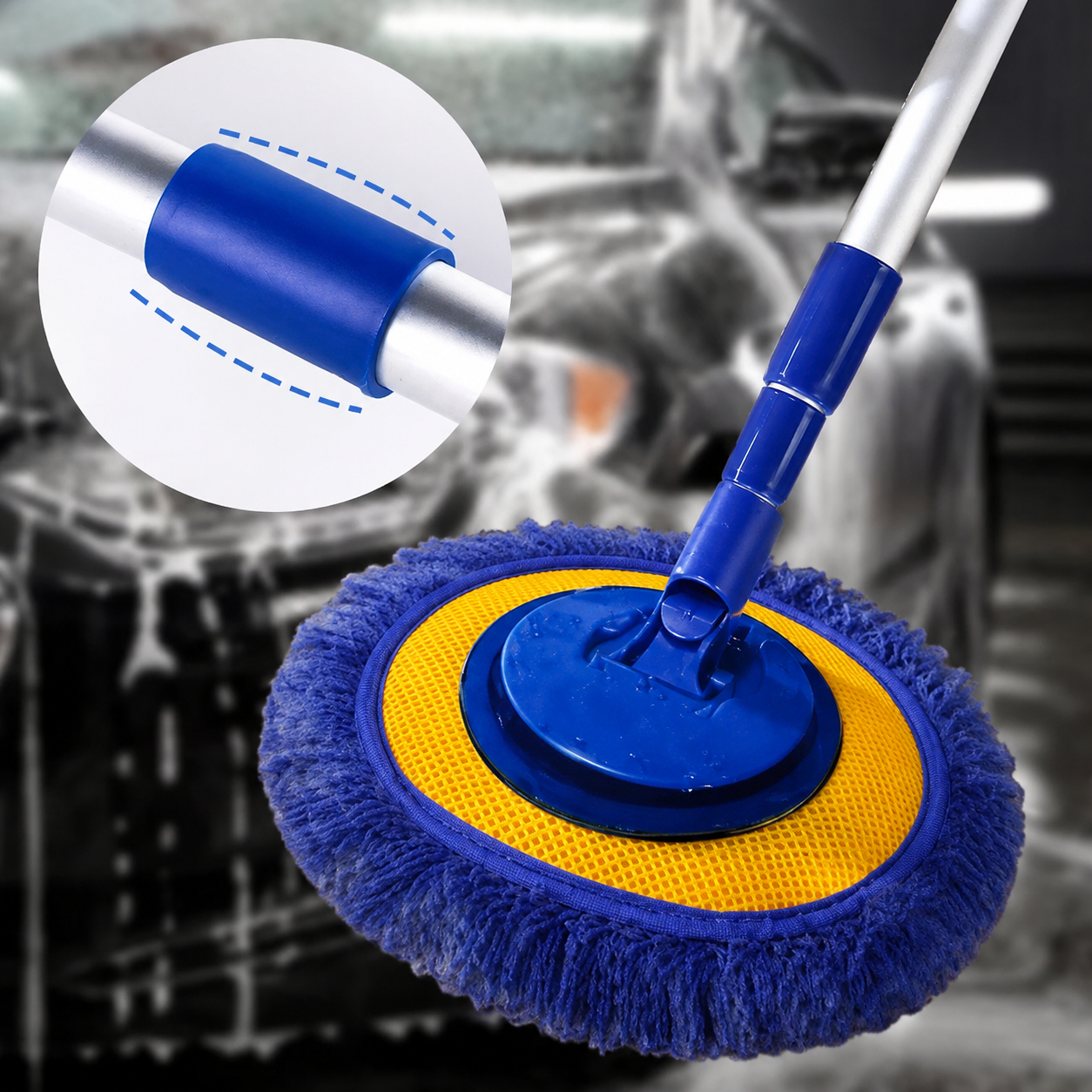 Aluminum telescopic car wash mop construction