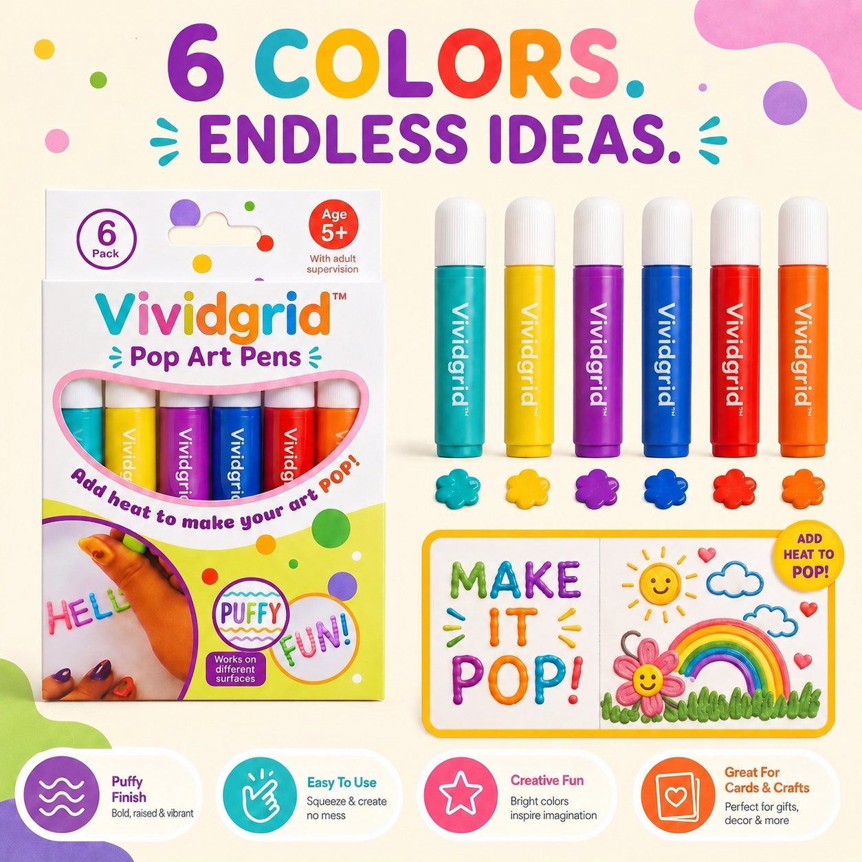 Vividgrid™ 3D Relief Art Pen – Turn Flat Drawings Into Touchable 3D Art