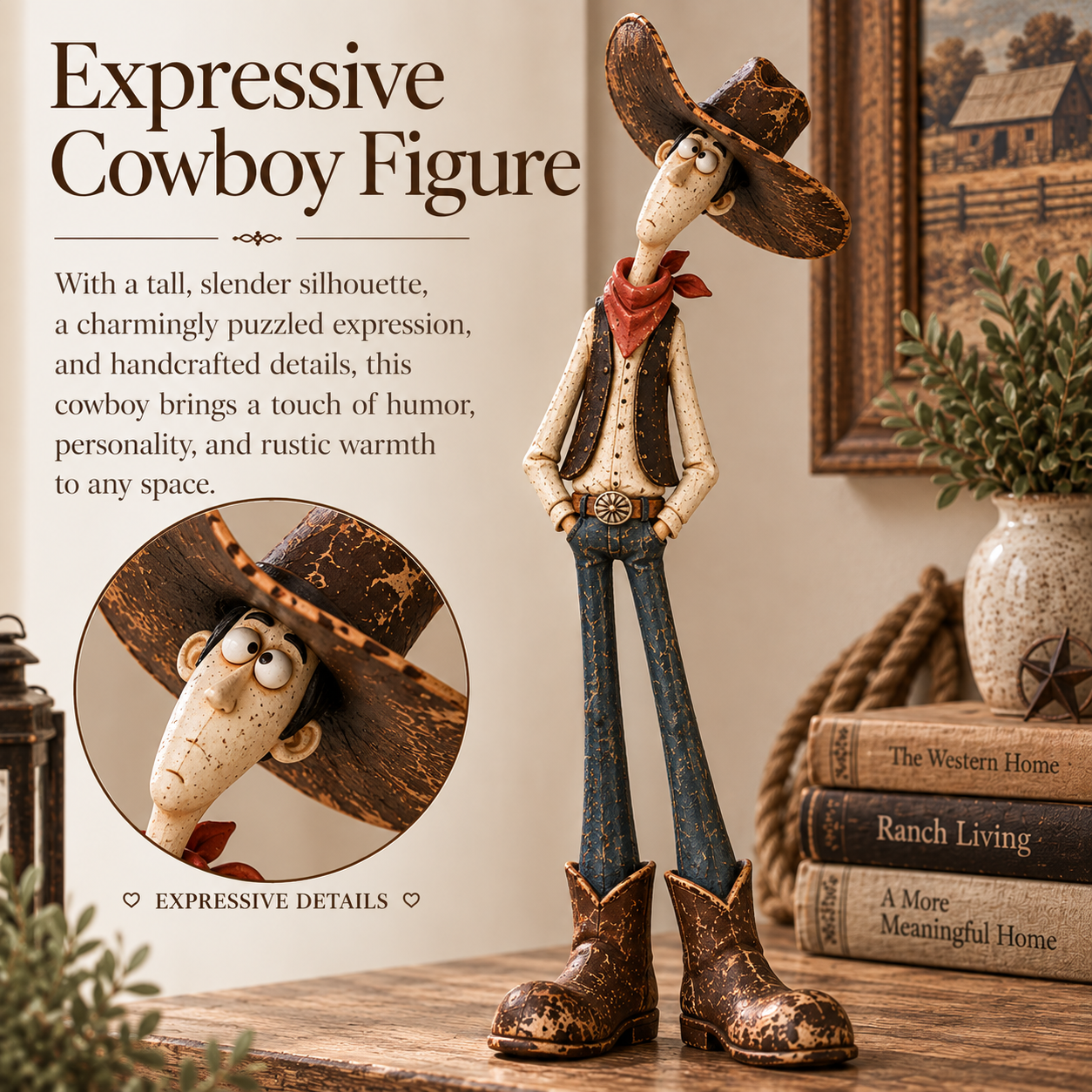 Cowboy and horse decorative figurines