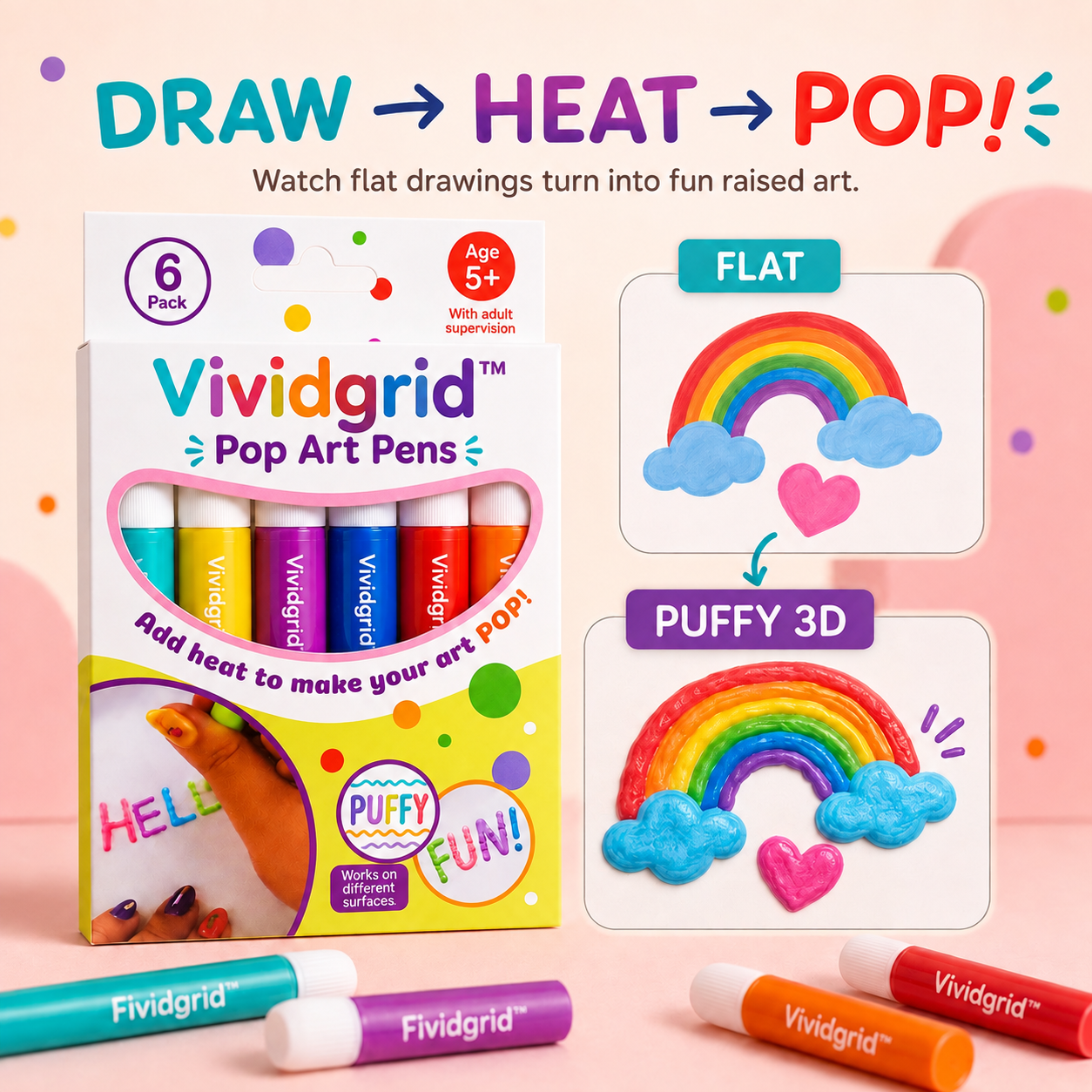 Vividgrid™ 3D Relief Art Pen – Turn Flat Drawings Into Touchable 3D Art
