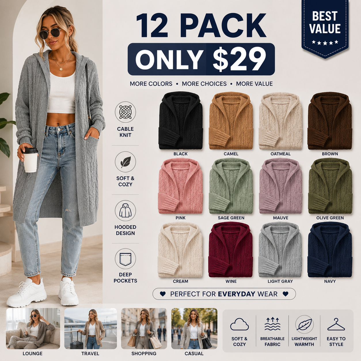 Hooded Long Cardigan Sweater Coat