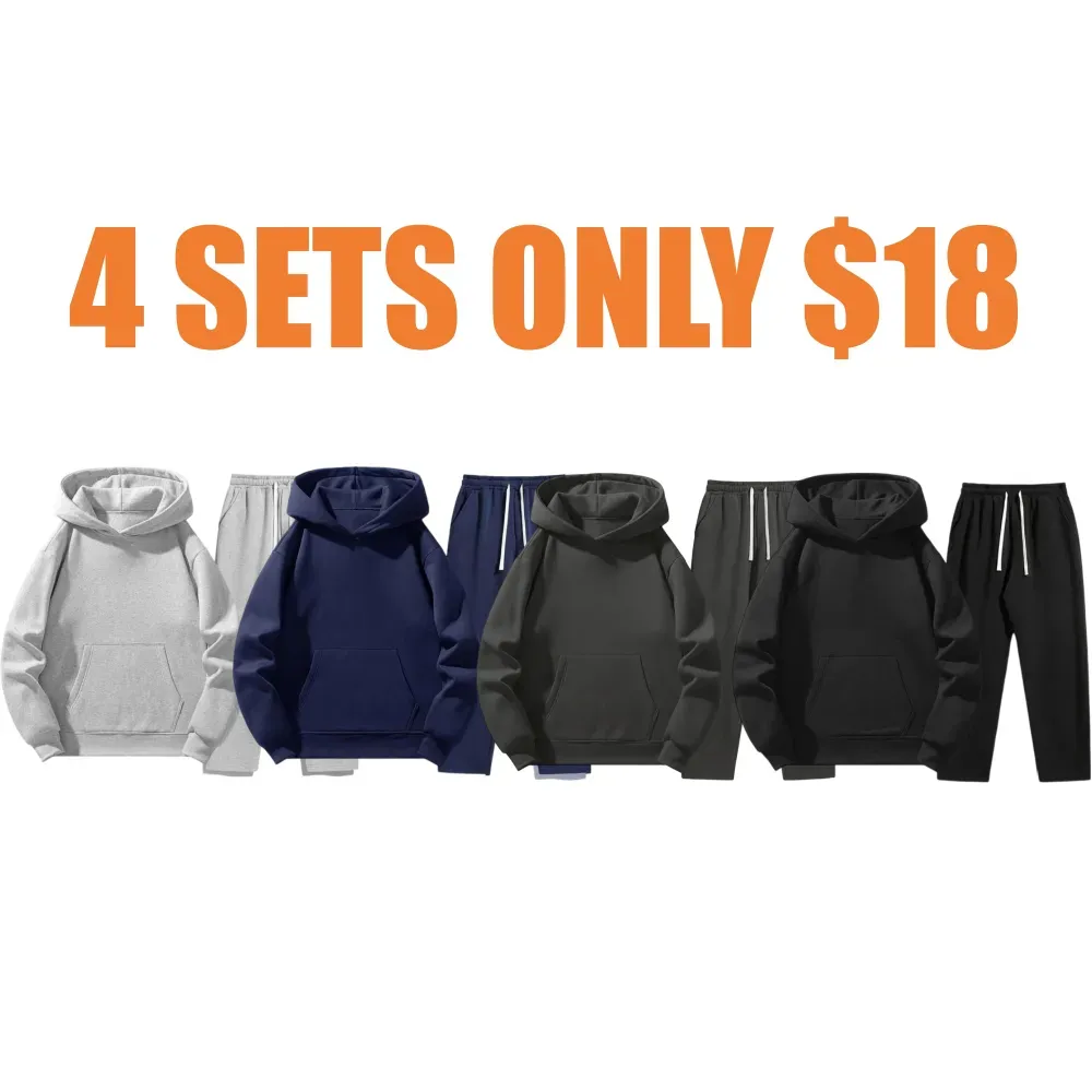 Men’s Casual Hoodie & Jogger Set – Two-Piece Daily Outfit