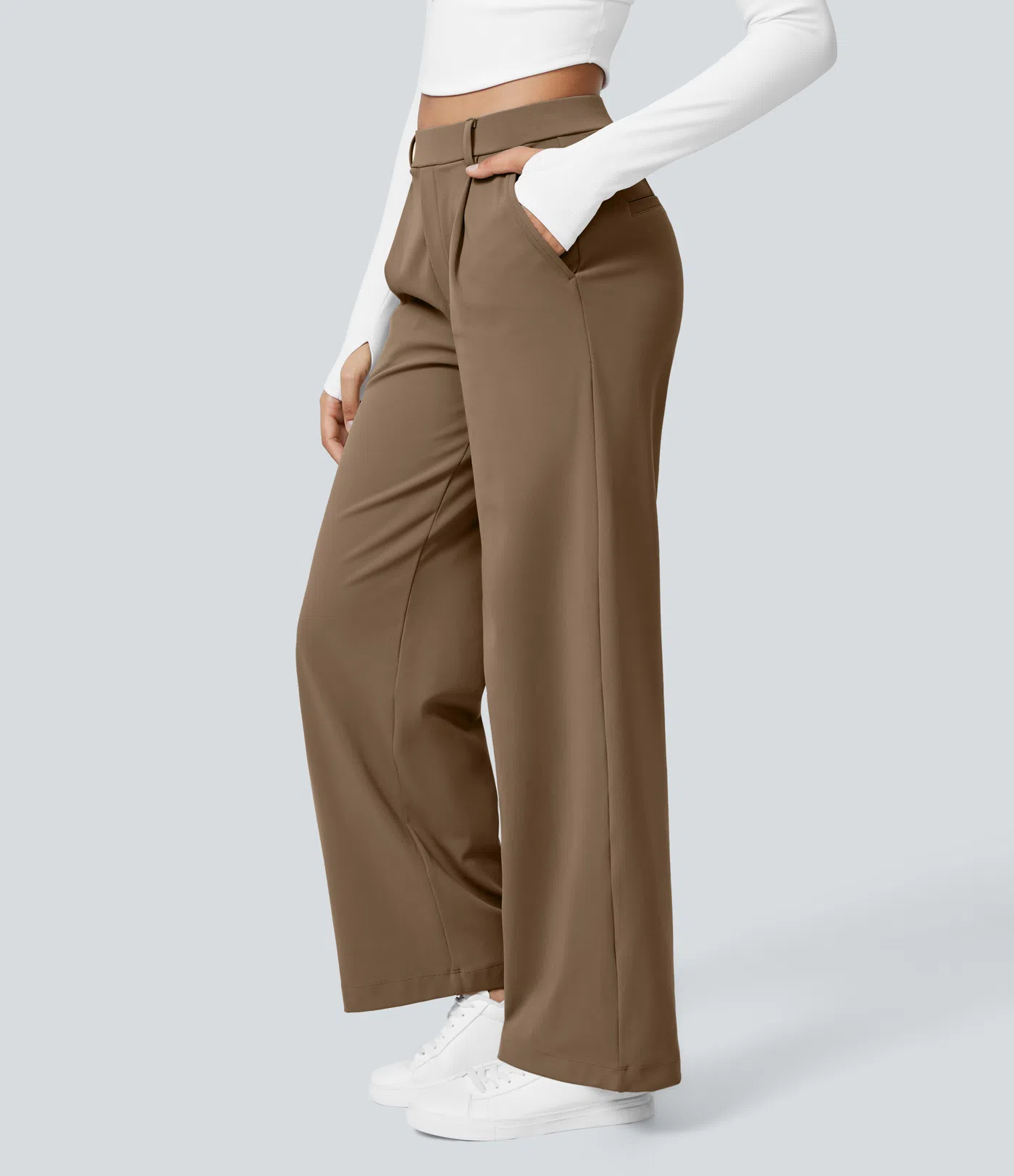 ⏰Big Spring Sale!High Waisted Side Pocket Straight Leg Work Pants