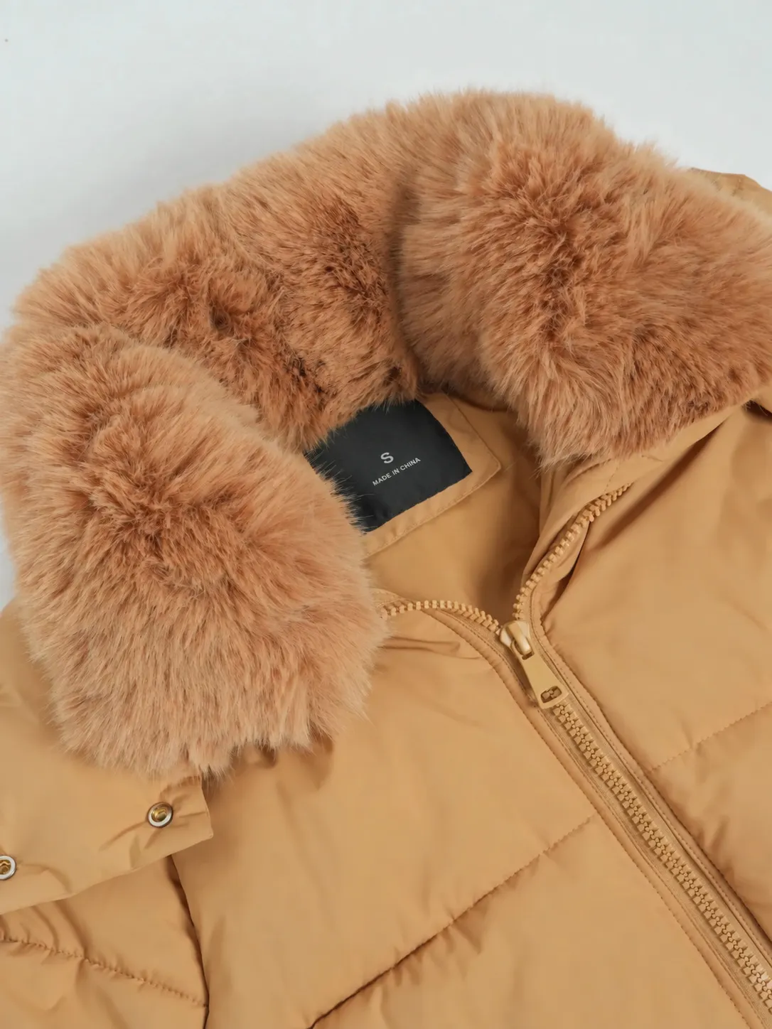 Detachable Faux Fur Collar Hooded Puffer