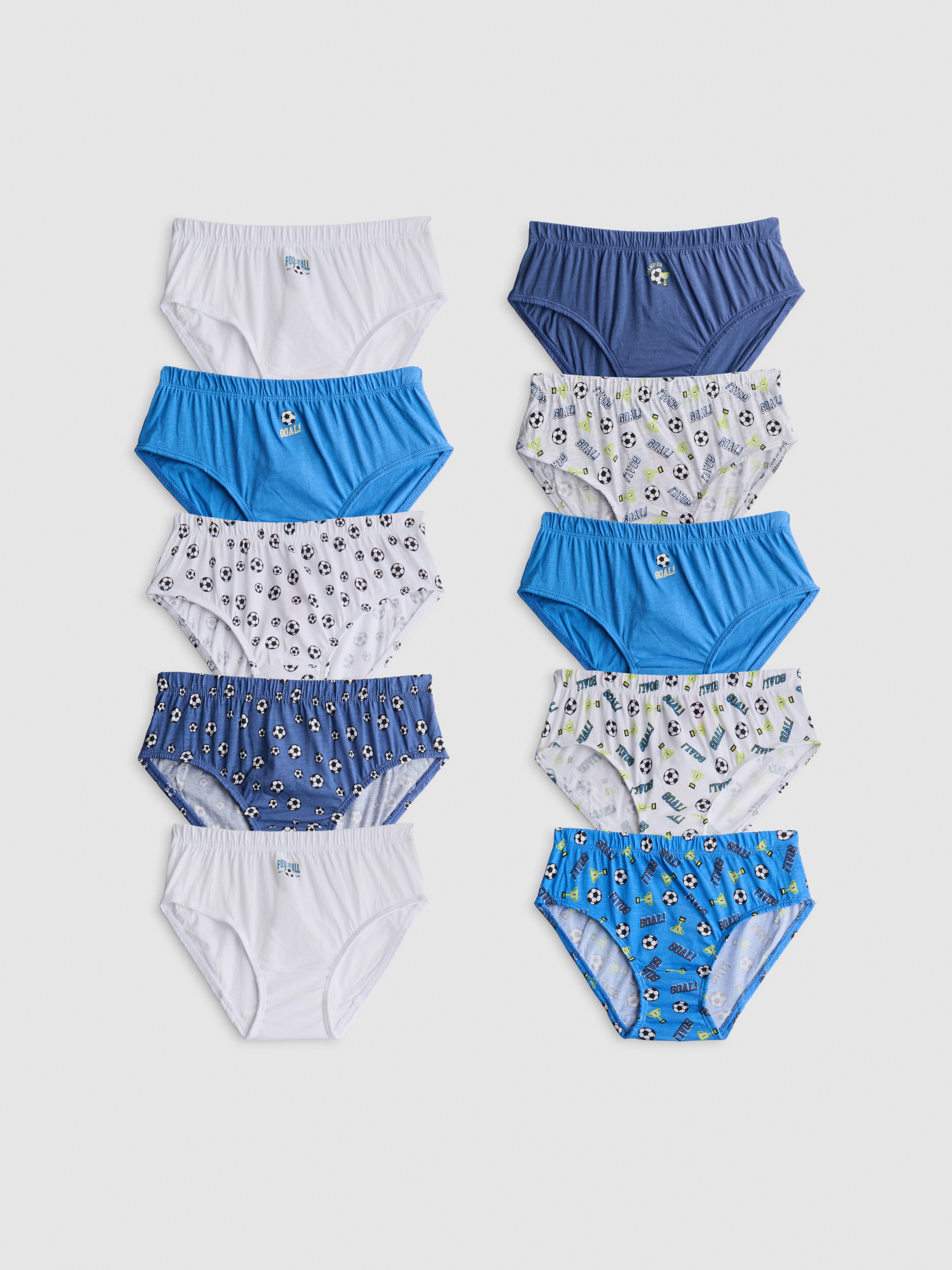 1.5-14yrs | 10pk Cotton-Rich Football Graphic Briefs