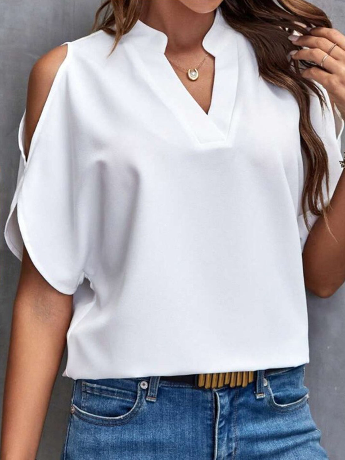 Women's Solid Color Basic Casual Fitted T-Shirt, Short Sleeve Off-Shoulder Top, Commuter Wear, Stylish, Minimalist and Comfortable Ladies' Tee
