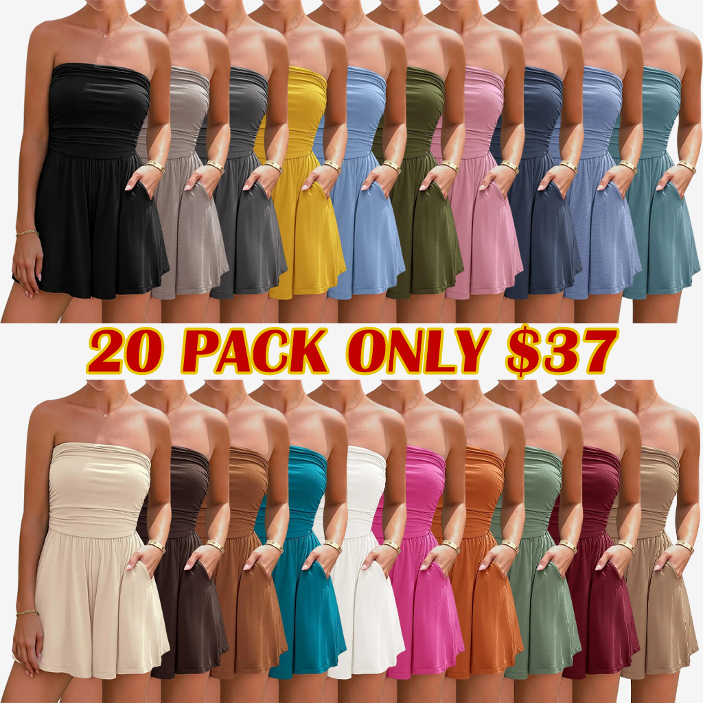 Summer Womens Romper 2026 Spring Strapless Tube With Pockets