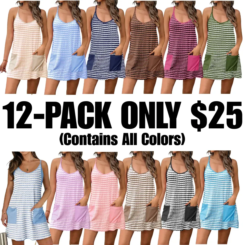 Women's Summer Sleeveless Mini Dress Athletic Spaghetti Strap