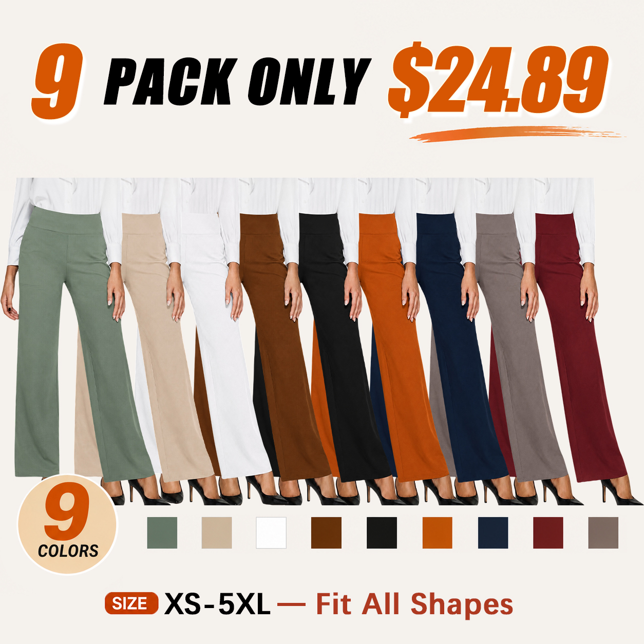 💘 Valentine’s Day Sale 💘Women’s High-Waist Wide Leg Pants – Business Casual Yoga Dress Pants with Pockets