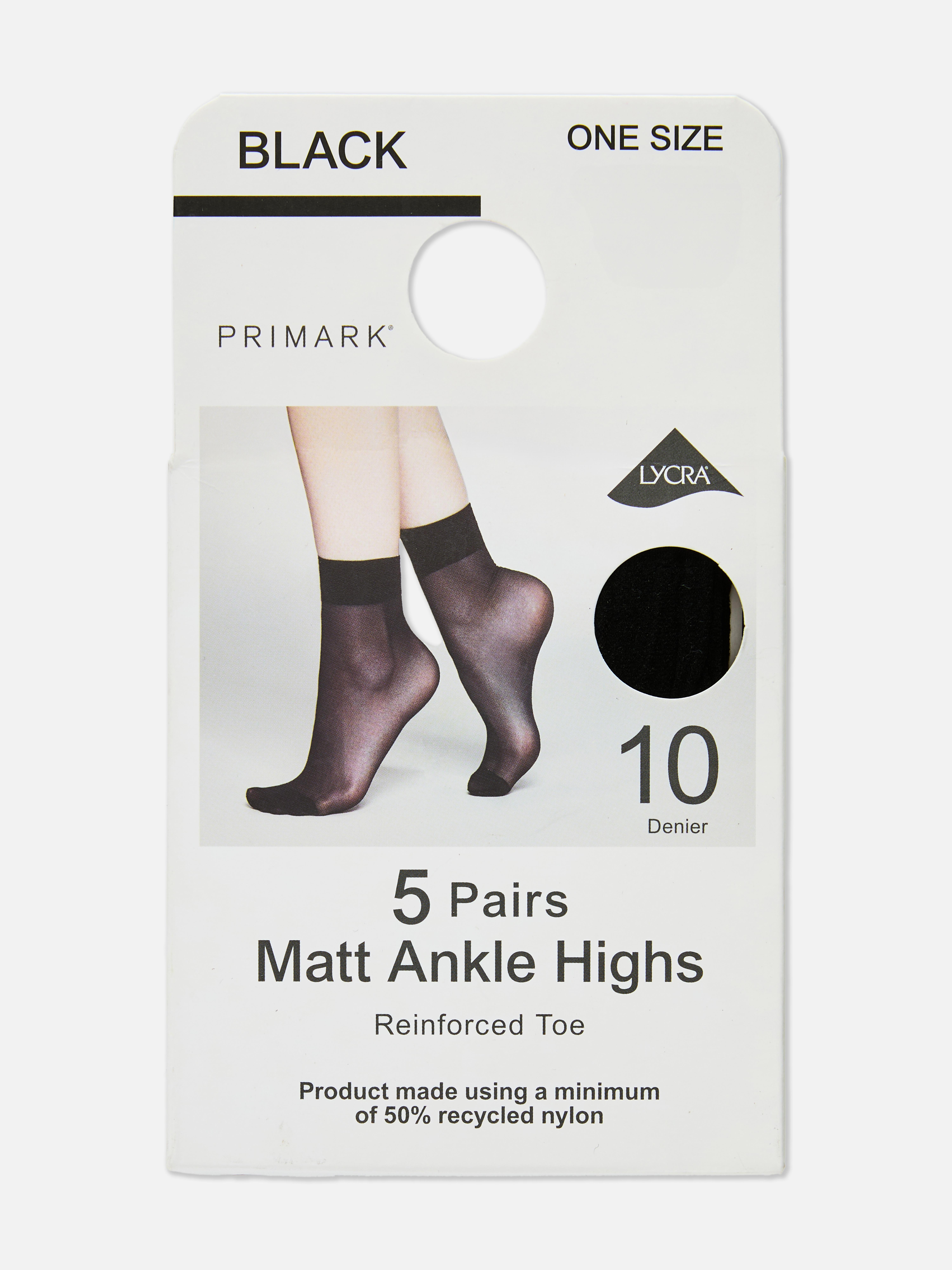 5pk 10 Denier Ankle-High Stockings
