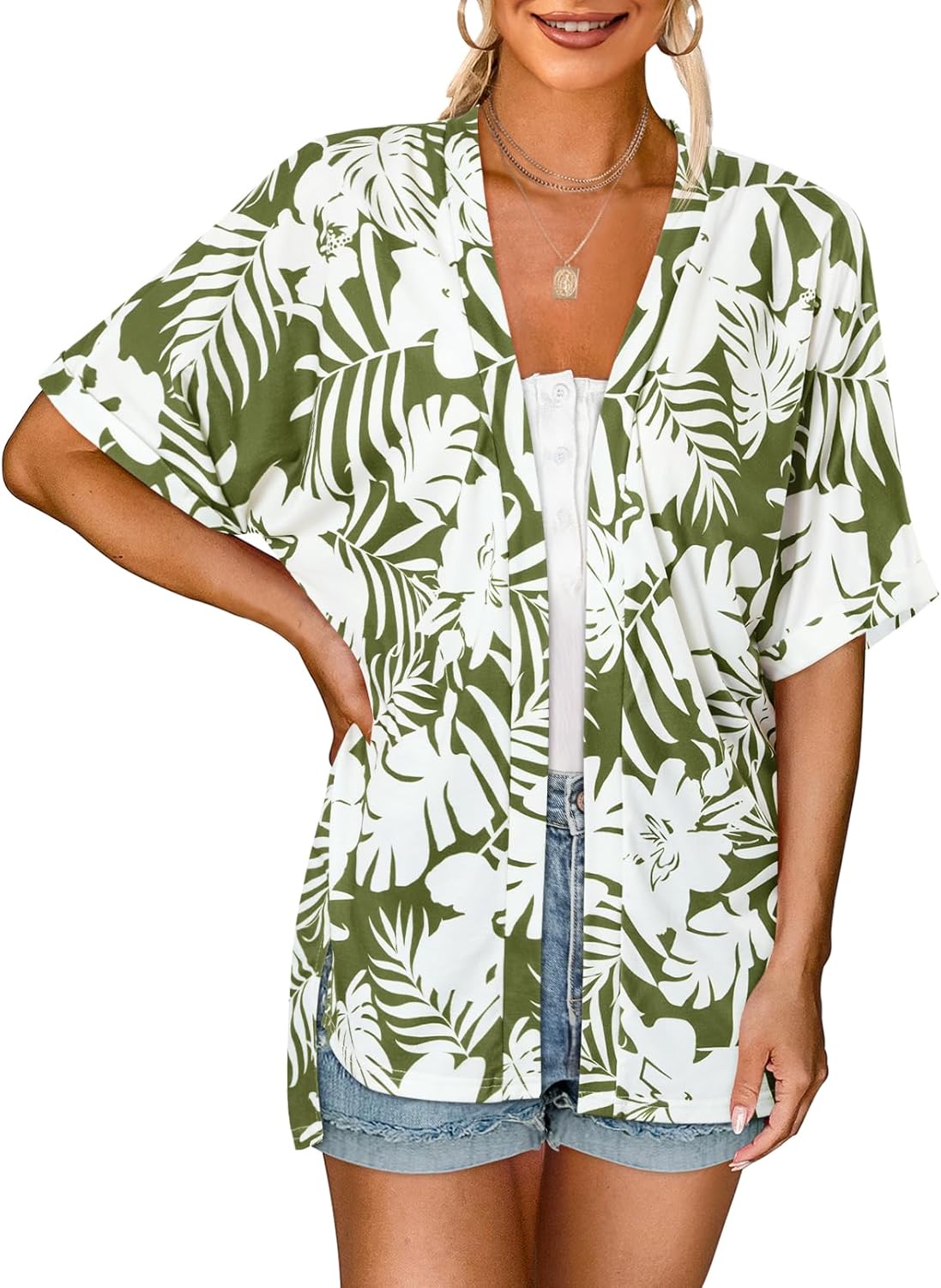 💝This Week’s Deal⚡-Women's 2026 Summer Lightweight Kimono Cardigan Short Sleeve Open Front Casual Loose Trendy Beach Cover Ups