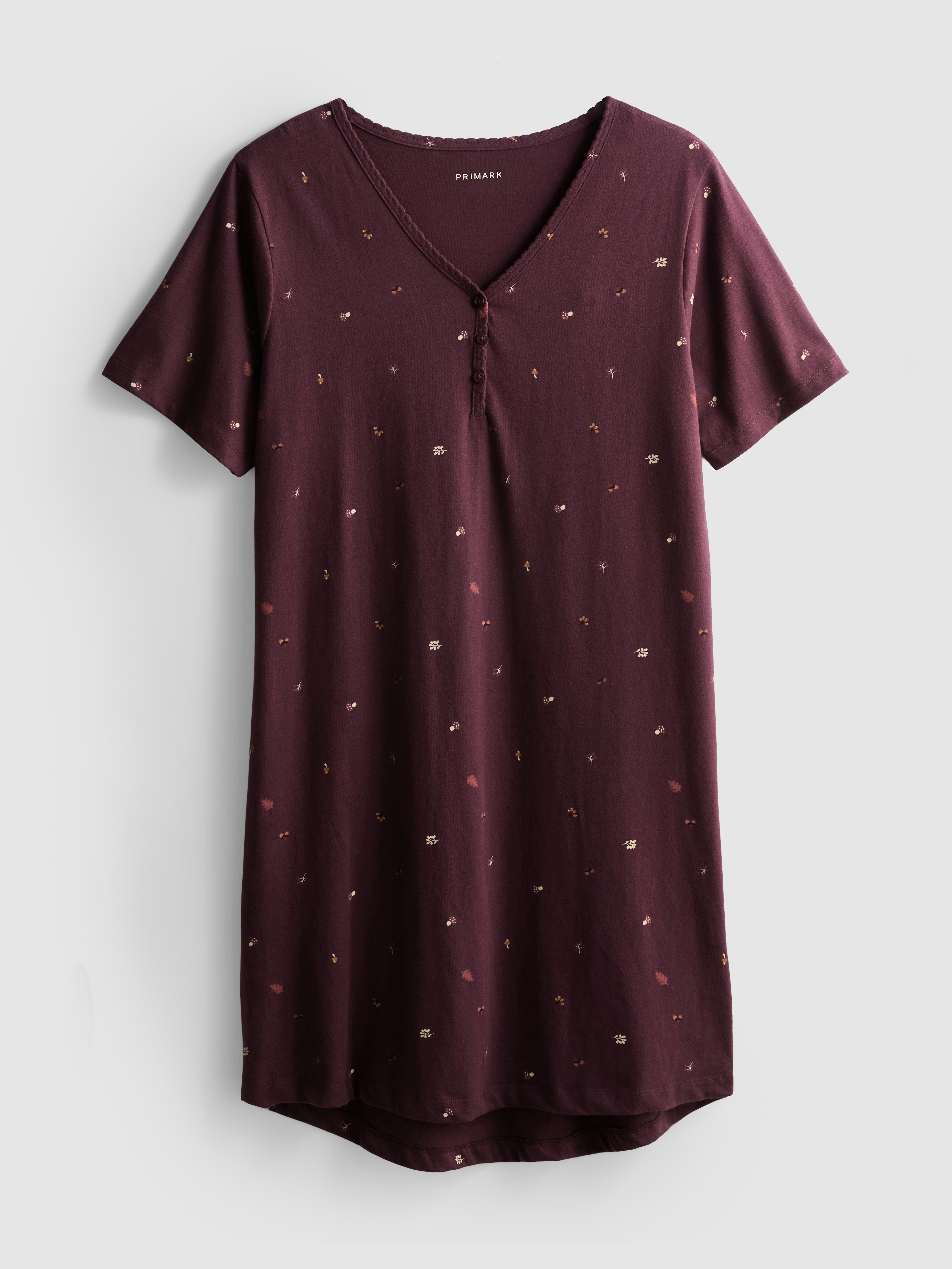 Cotton Blend Printed V-Neck Night Dress