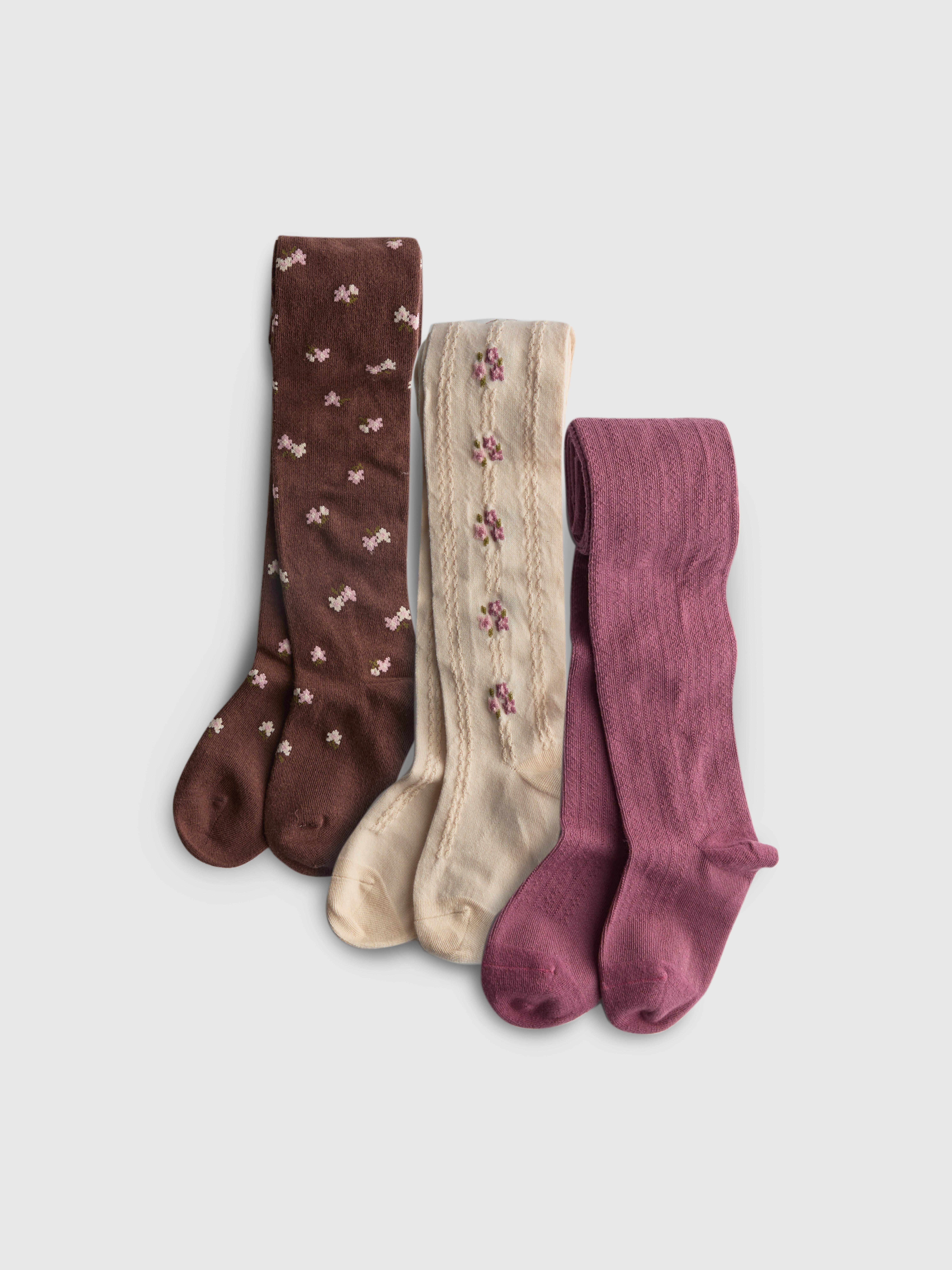 1.5-10yrs | 3pk Cotton-Rich Floral Tights