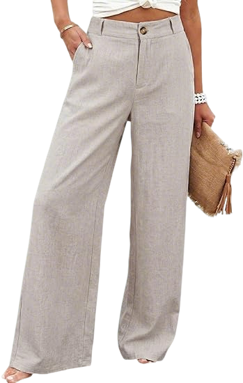 ⚡LAST 2 DAYS⚡- Women’s Casual High Waist Linen Wide Leg Trousers