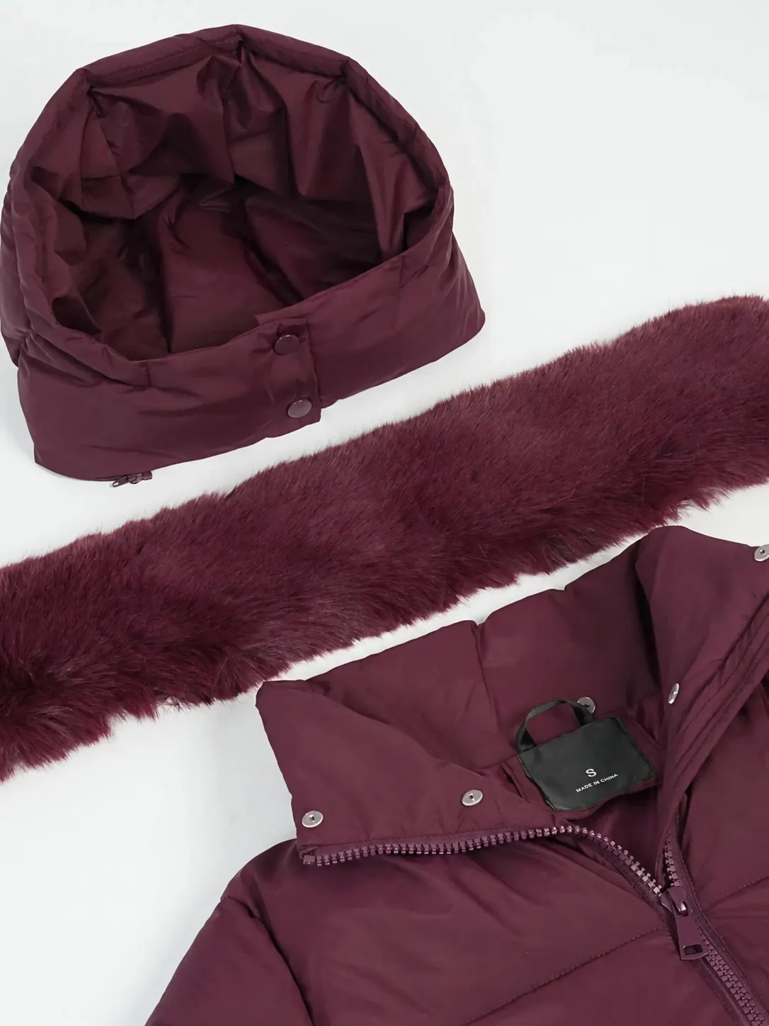 Faux Fur Collar Long Puffer Jacket